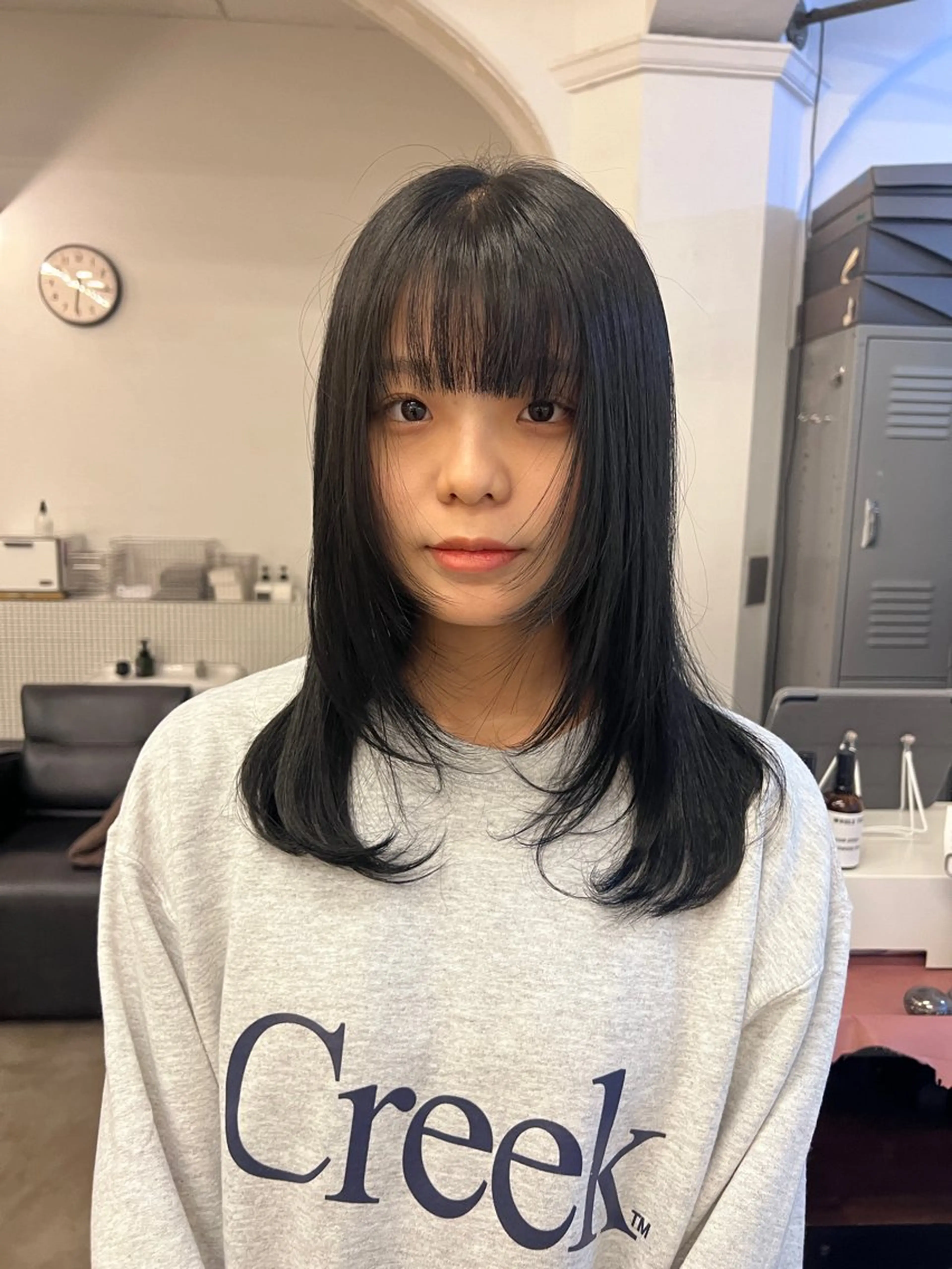 ロング カラー 黒髪 レイヤーカット カット ヘアカラー ミタニ ナギサのヘアスタイル