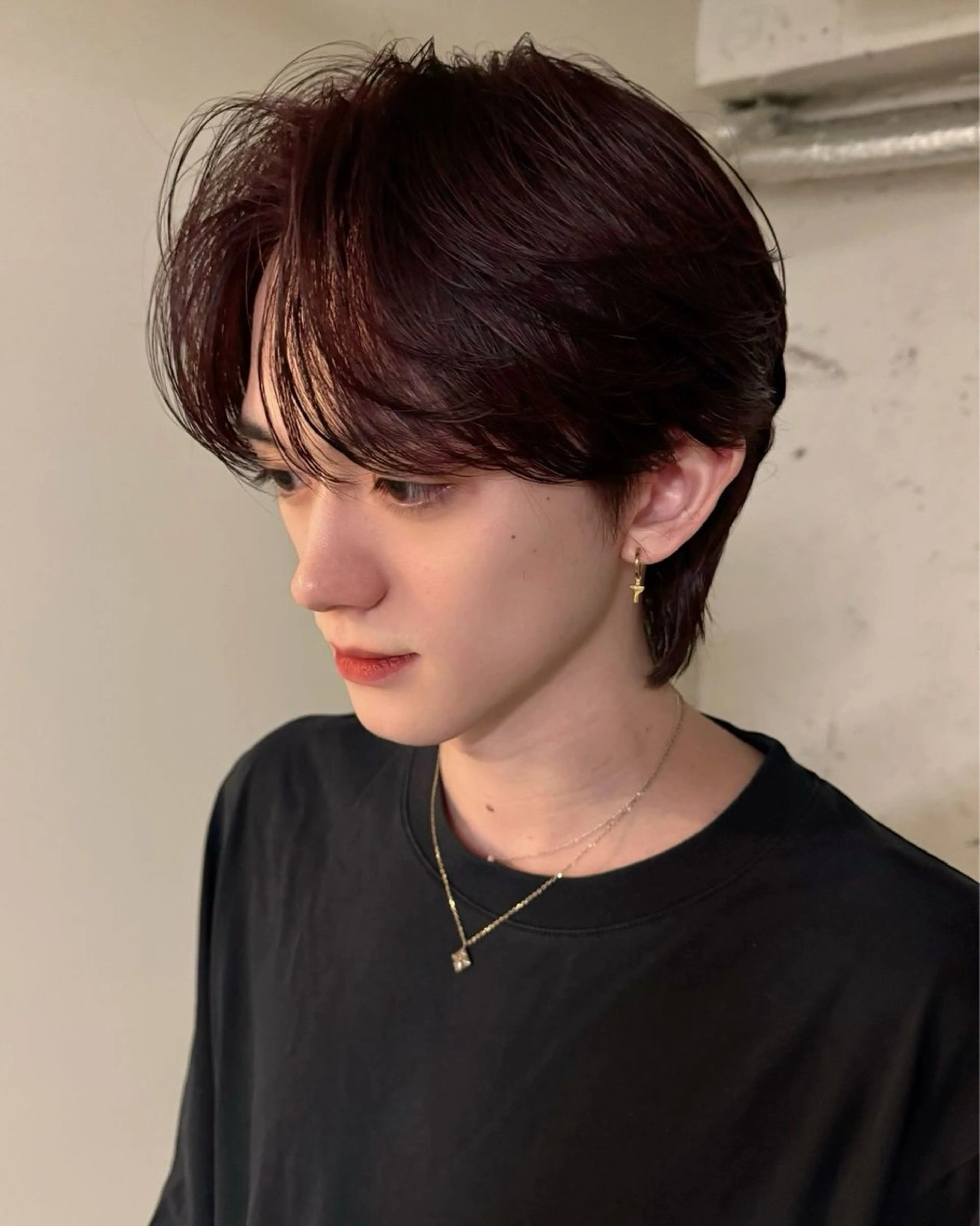 カラー ブリーチ ブリーチなしカラー レッドカラー 菅井 悠太のヘアスタイル