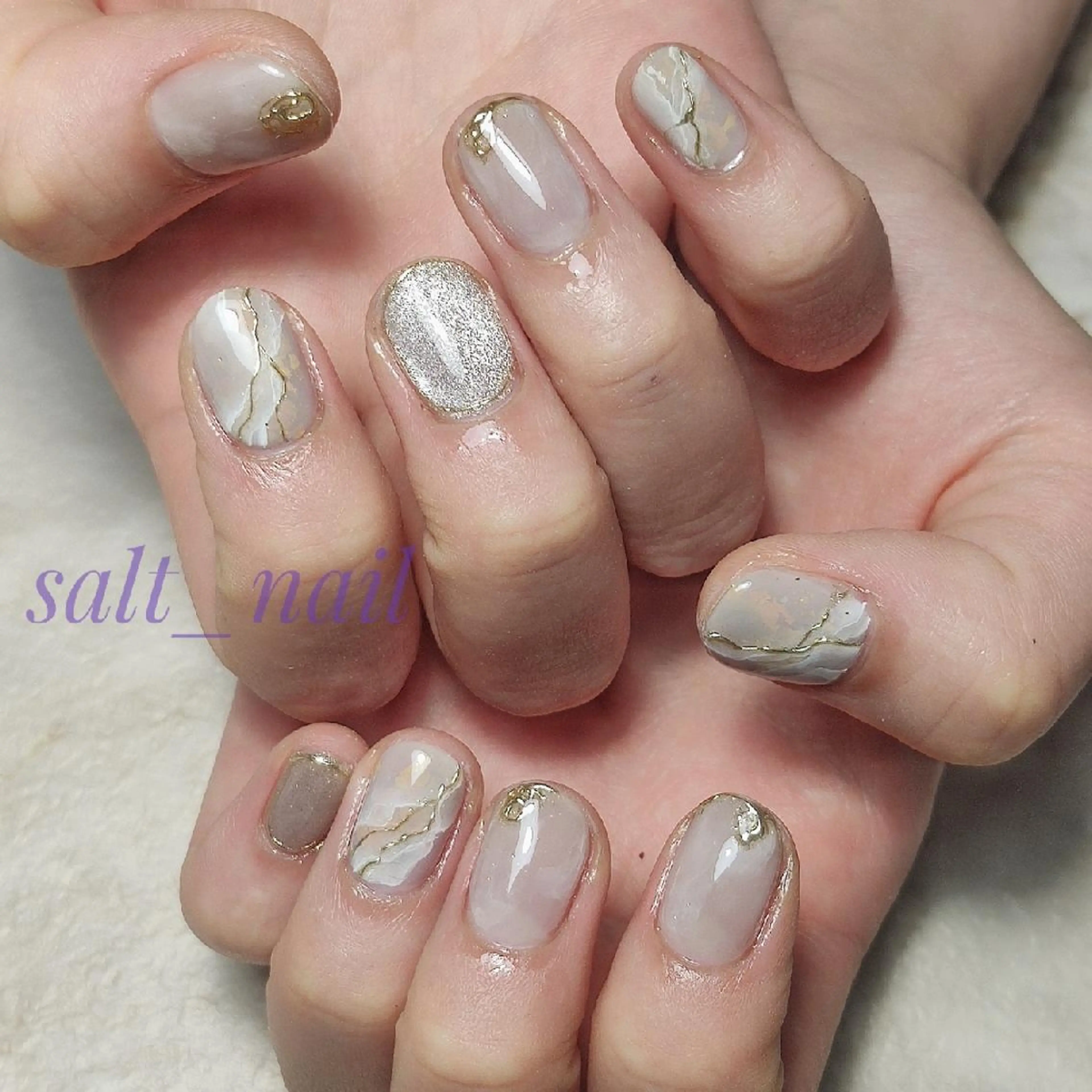 ネイル 大理石ネイル(マーブル) ハンドネイル 個人サロン saltnailのネイルデザイン