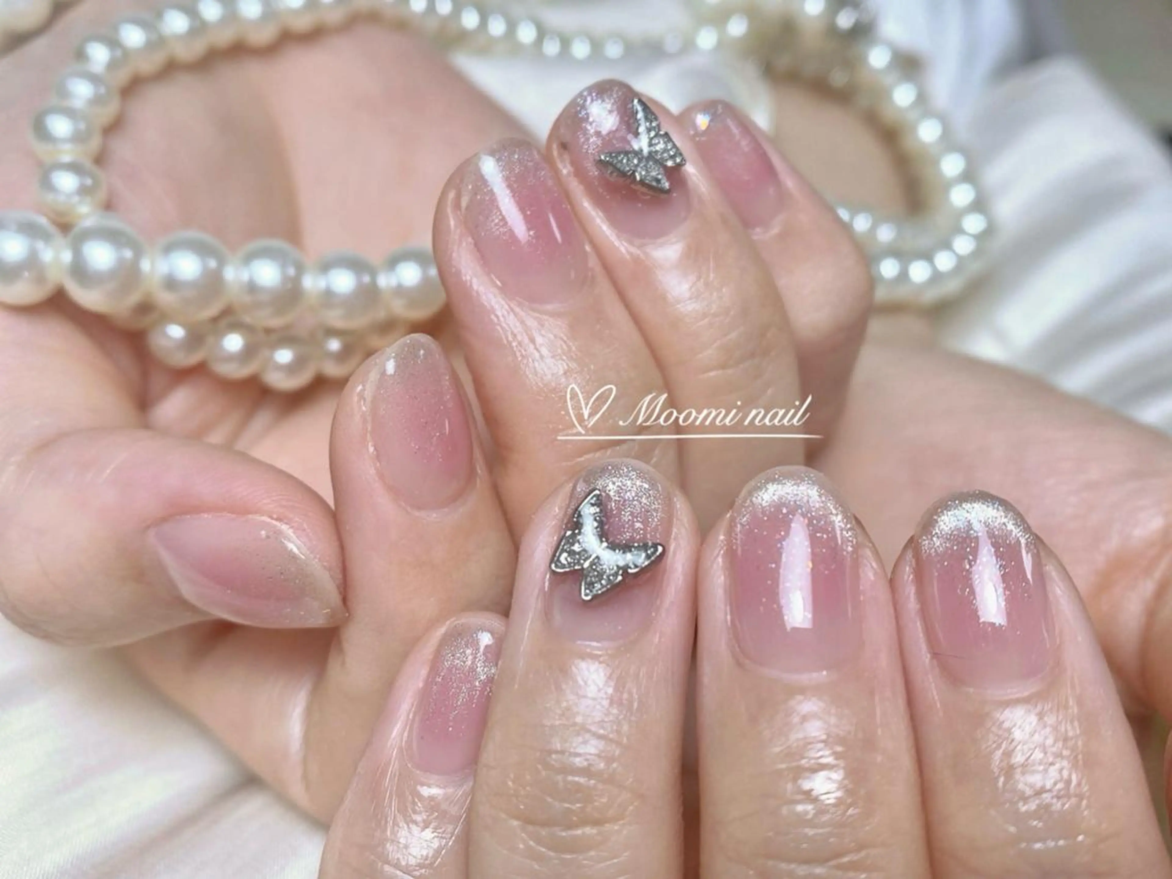 ネイル チークネイル 長さ出し ジェルネイル グラデーション 韓国ネイル moomi nail スカルプ専門のネイルデザイン