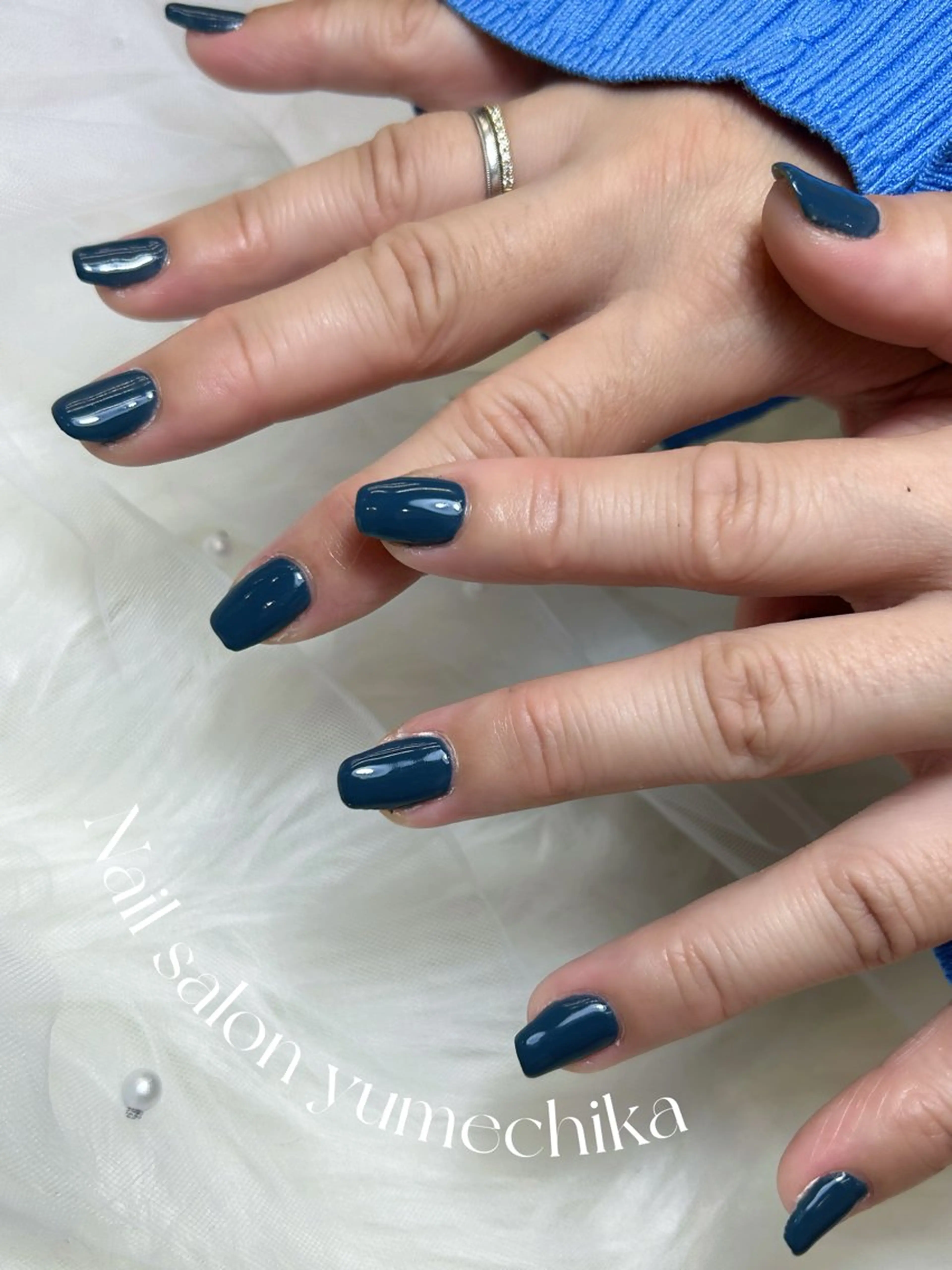 ネイル ブルー ネイビー ワンカラーネイル ハンドネイル フットネイル Nail salon Yumechikaのネイルデザイン