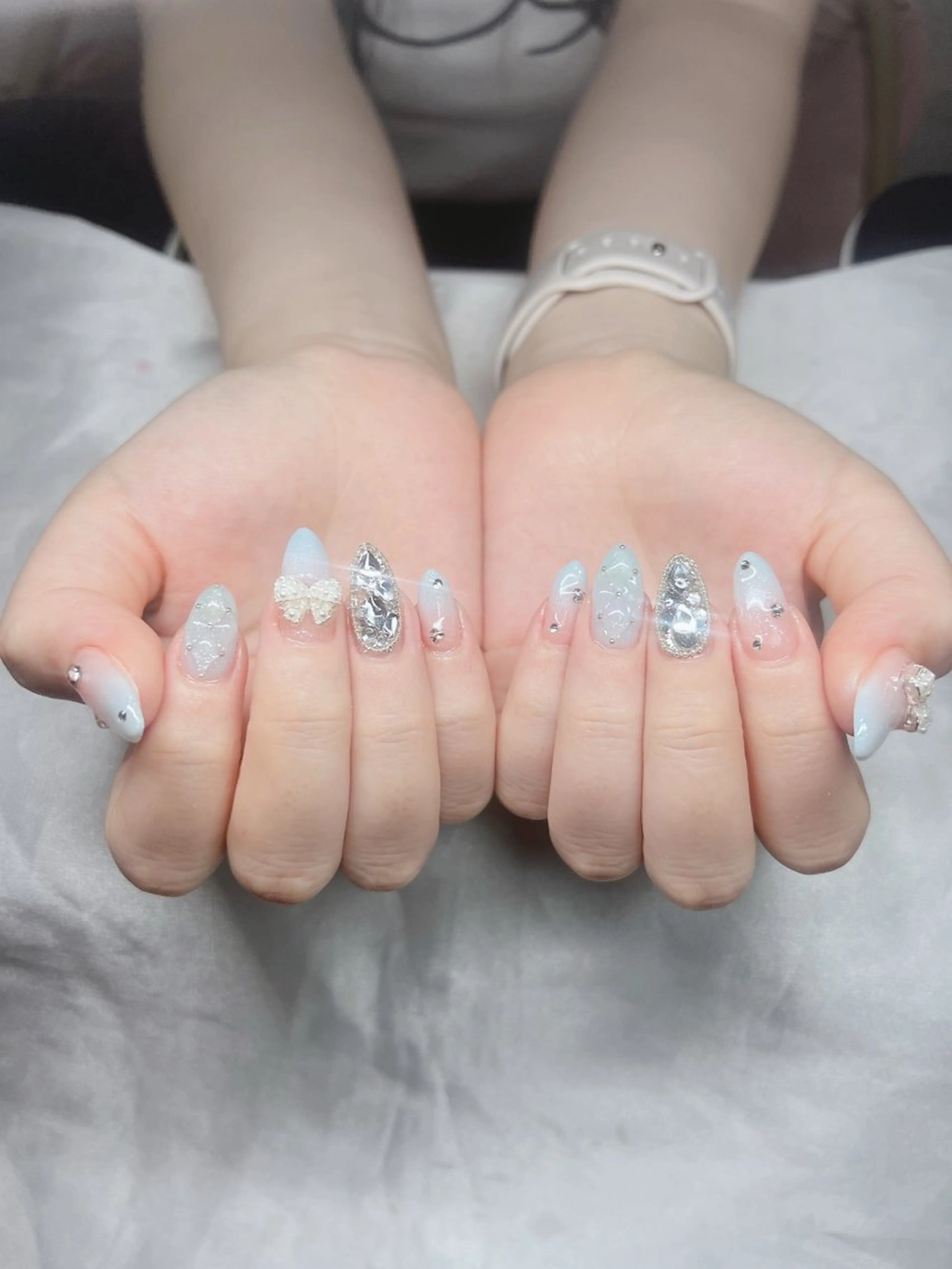 ネイル 長さ出し グラデーション キラキラネイル マグネットネイル ニュアンスネイル ハンドネイル Lee Nails チップ長さだし専門店のネイルデザイン