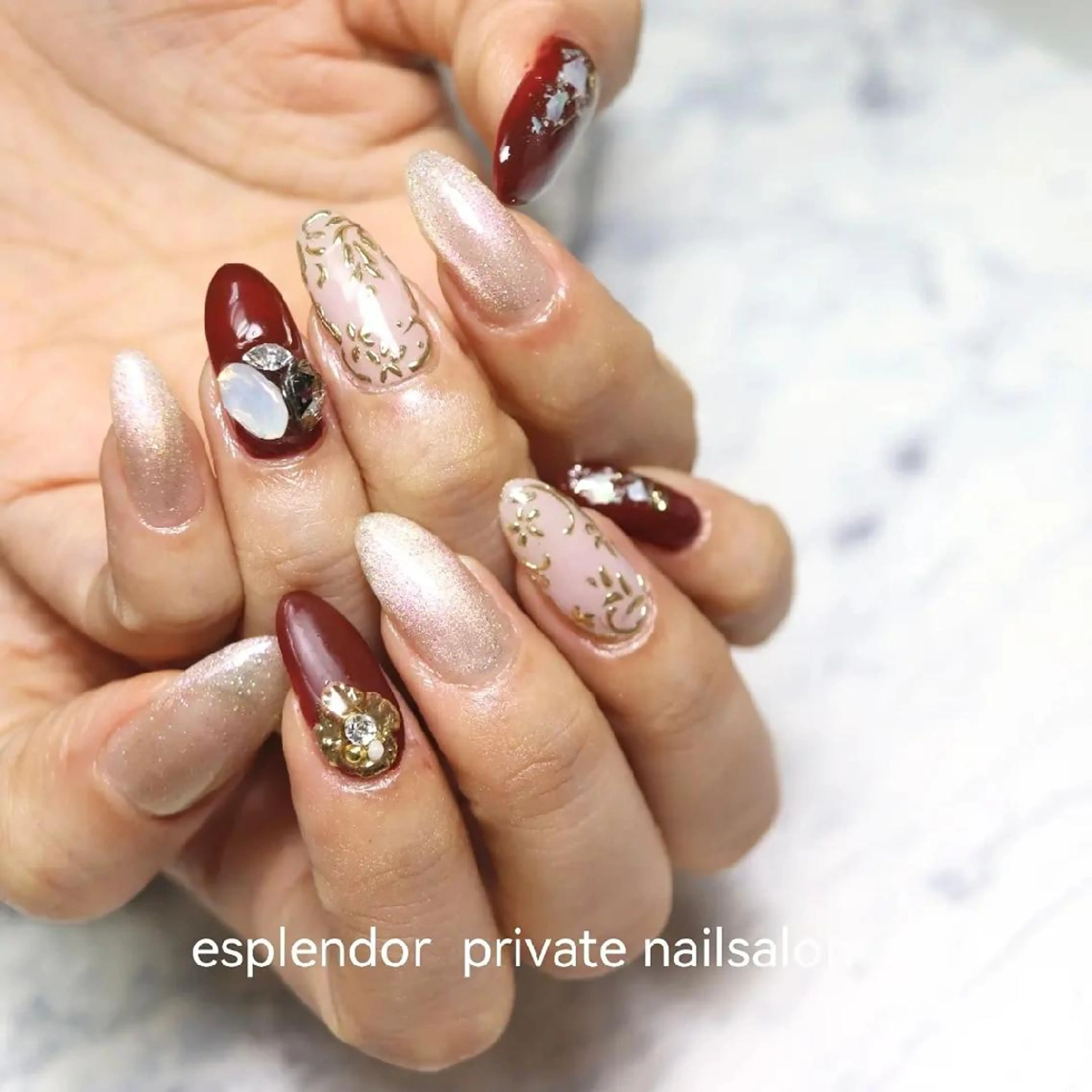ネイル ボルドー マグネットネイル ハンドネイル ハンドケア esplendor  エスプレンドル所属・esplendor  小野寺のネイルデザイン