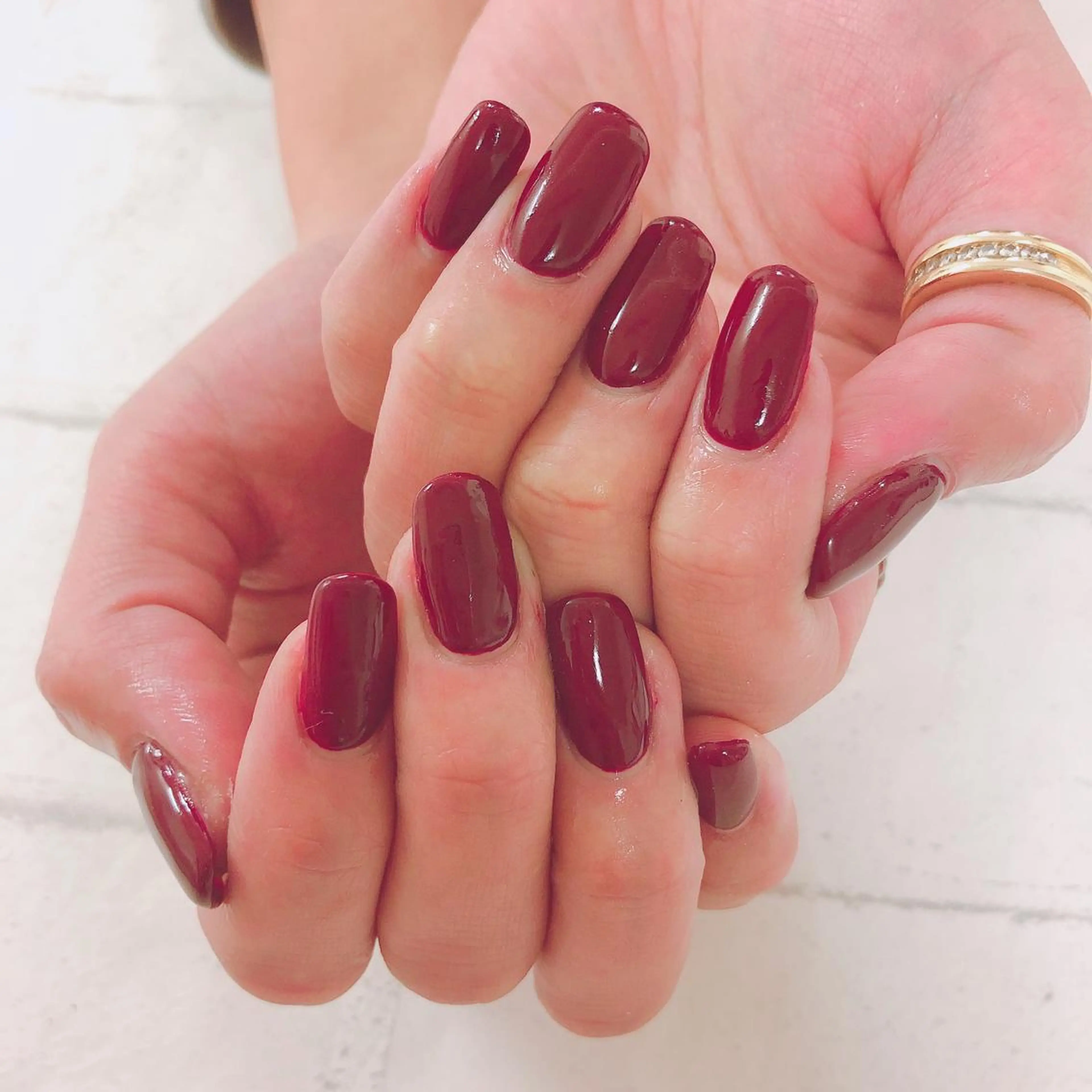 ネイル ボルドー ジェルネイル ワンカラーネイル ono megumiのネイルデザイン