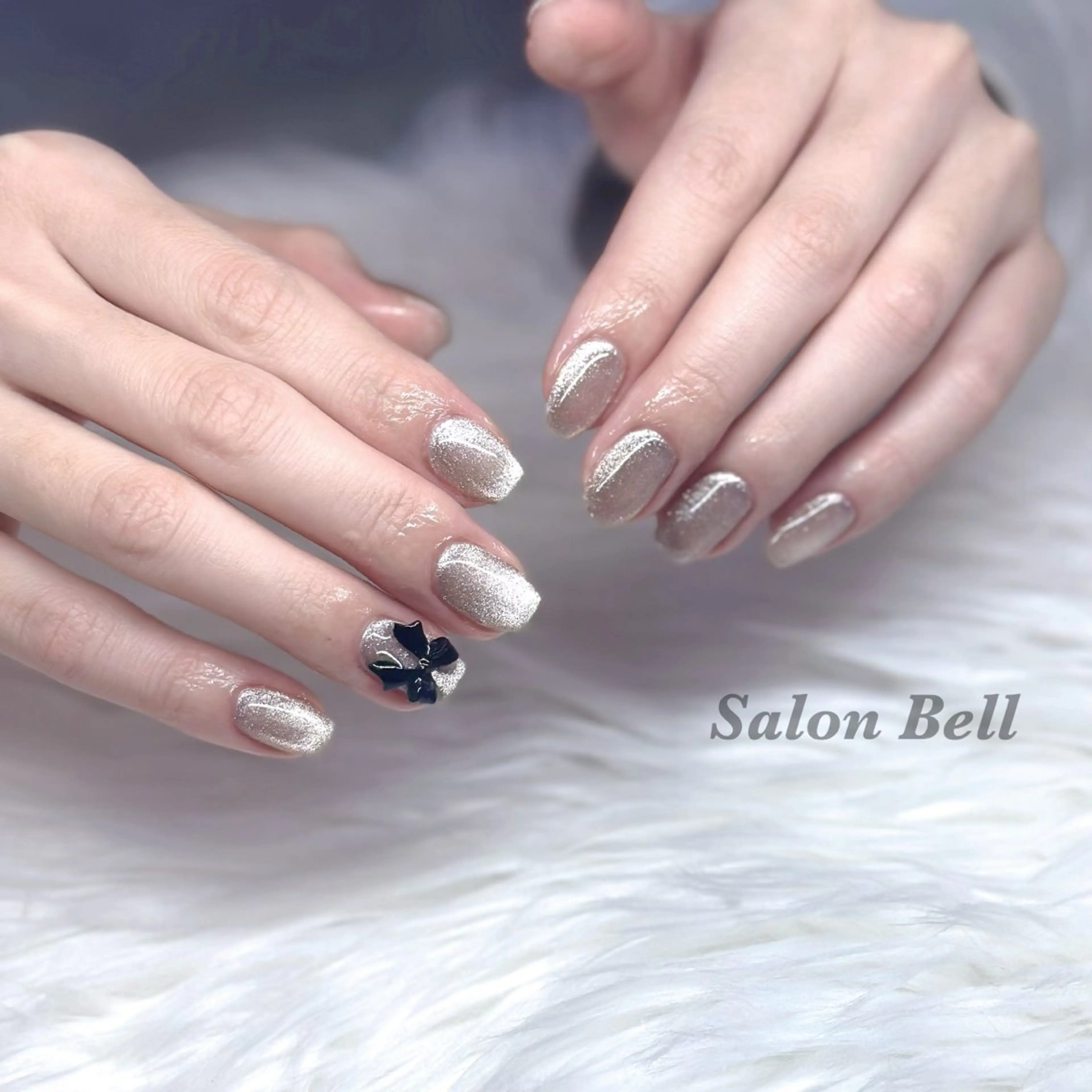 ネイル マグネットネイル リボン ハンドネイル Totalsalon Bell木村𝜗𝜚のネイルデザイン