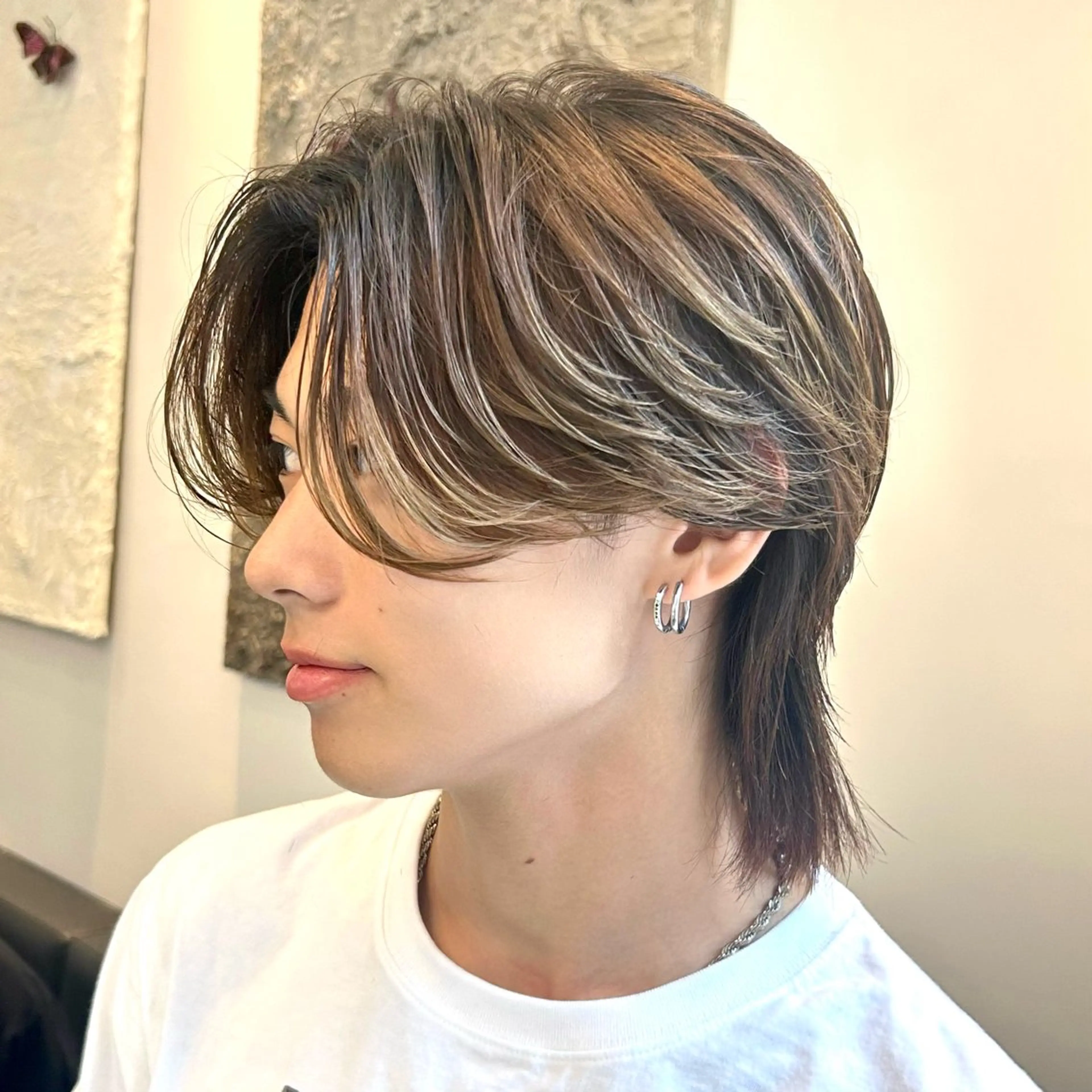 ミディアム パーマ メンズ カット ヘアカラー 岡田大志🇰🇷 中/韓メンズヘアのヘアスタイル