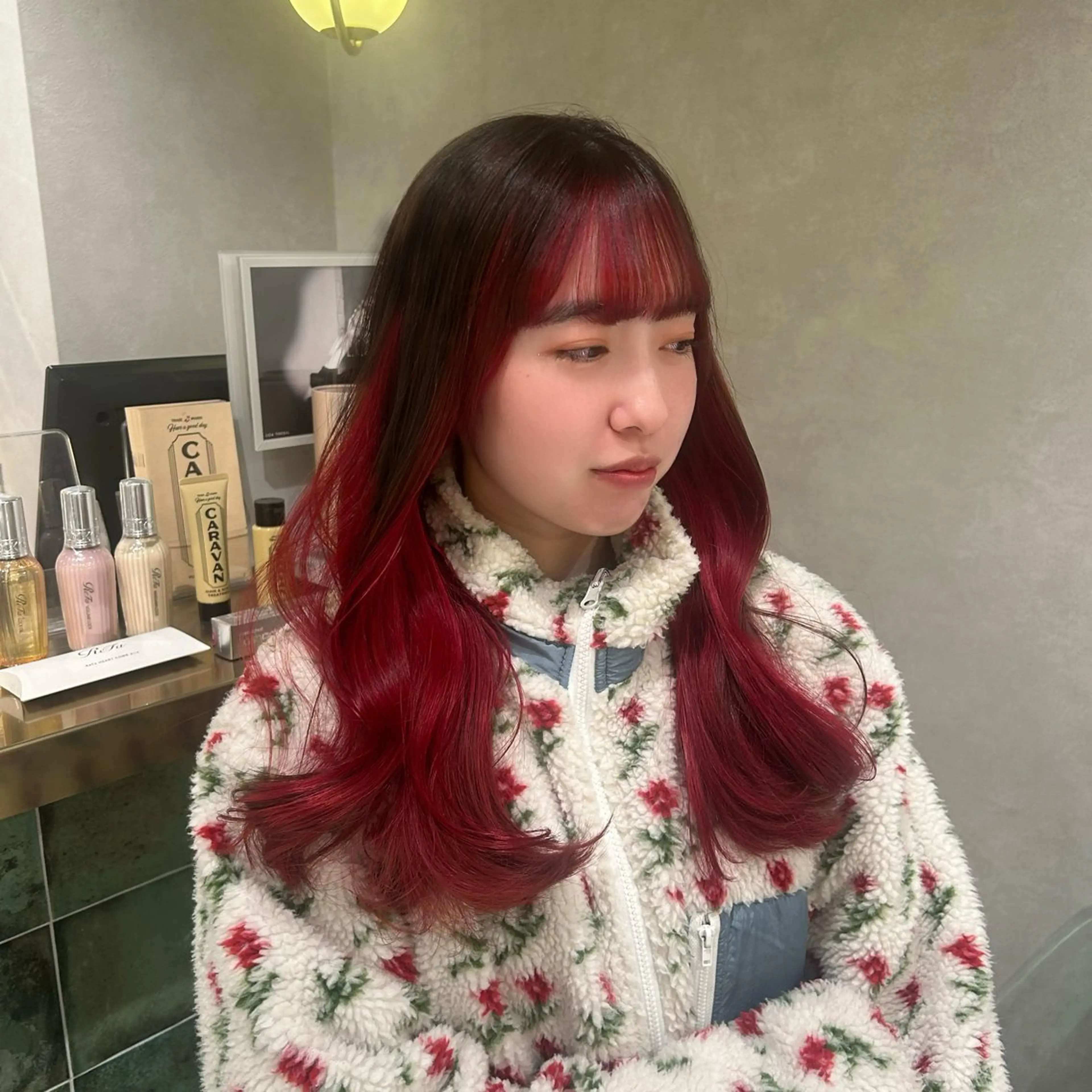 ロング カラー レイヤーカット メンズカット　ゆめのヘアスタイル