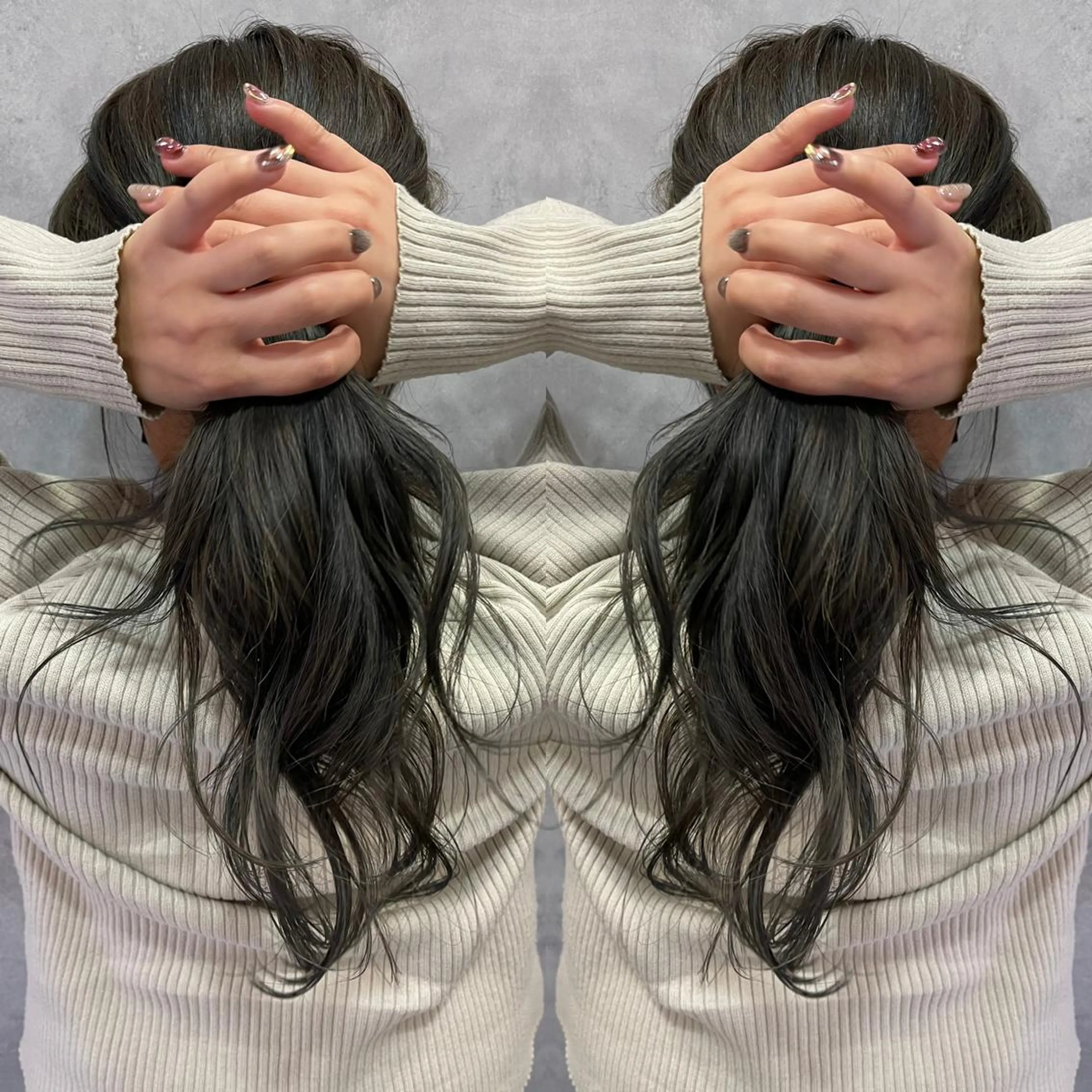 セミロング アッシュ StellA所属・アートディレクター ワダヒサノリのヘアスタイル