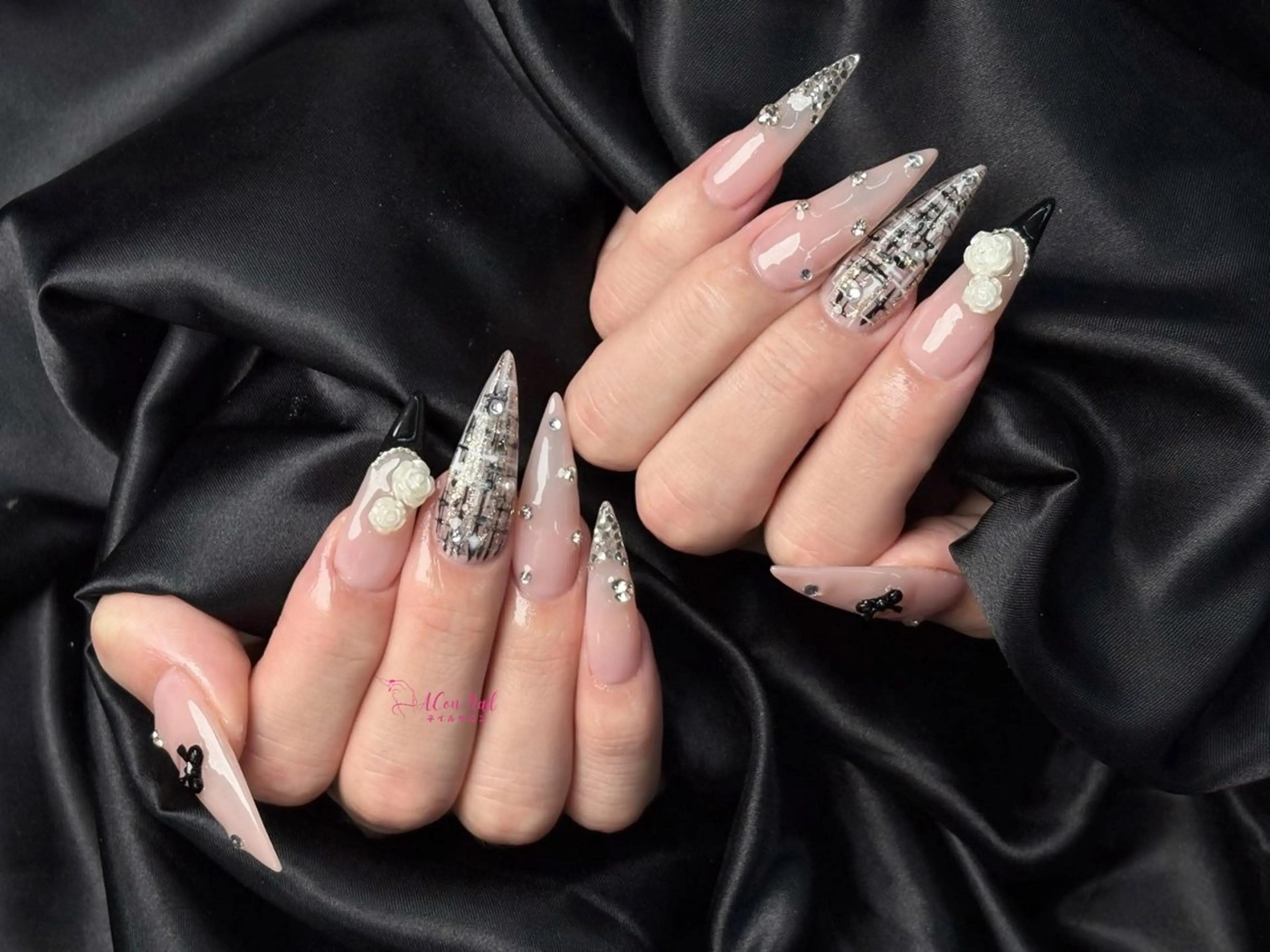 ネイル 桜ネイル 長さ出し フラワーネイル フレンチネイル ジェルネイル ハンドネイル AConNailSalon所属・ACon NailSalonのネイルデザイン