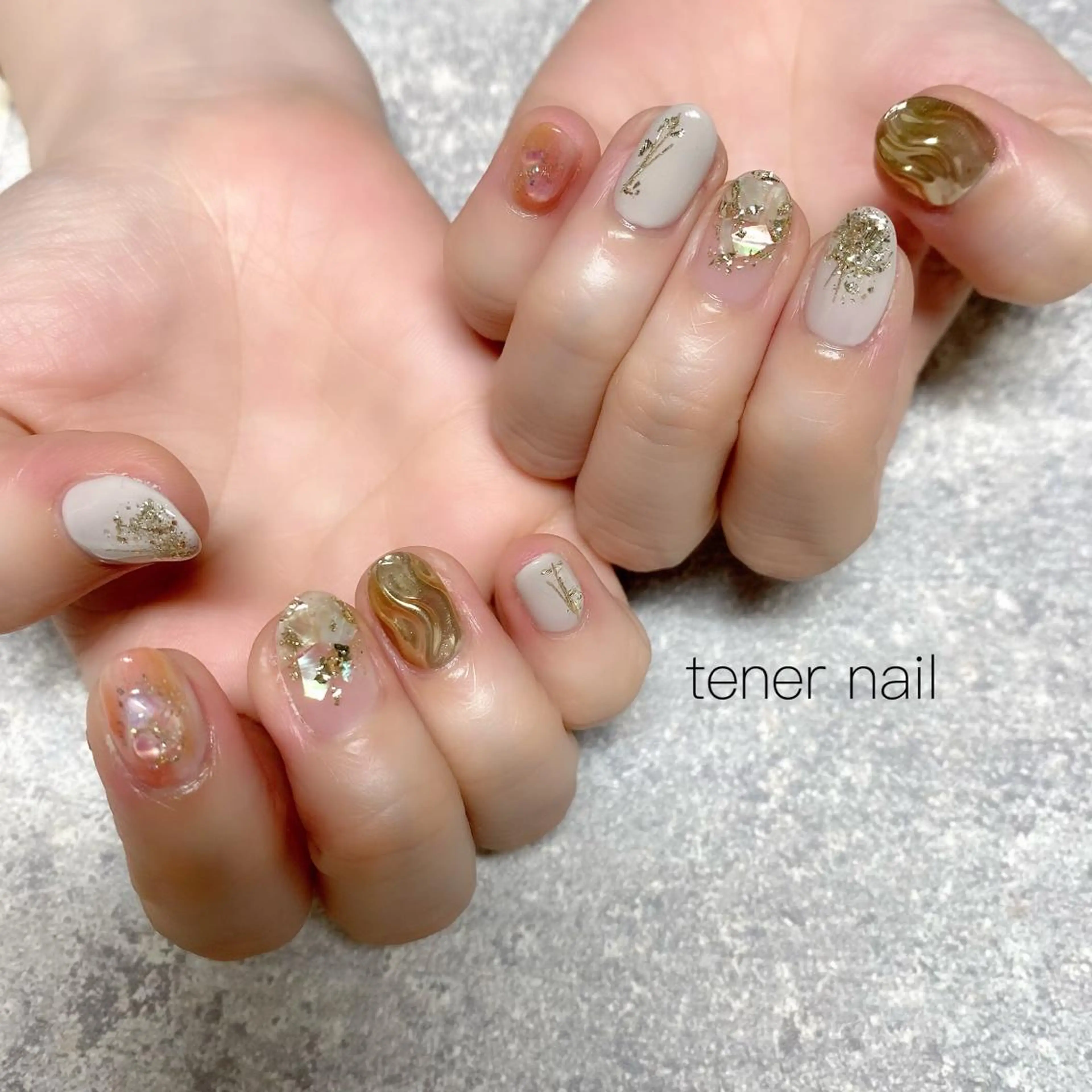 ネイル ニュアンスネイル オレンジ テネルネイル tener nailのネイルデザイン