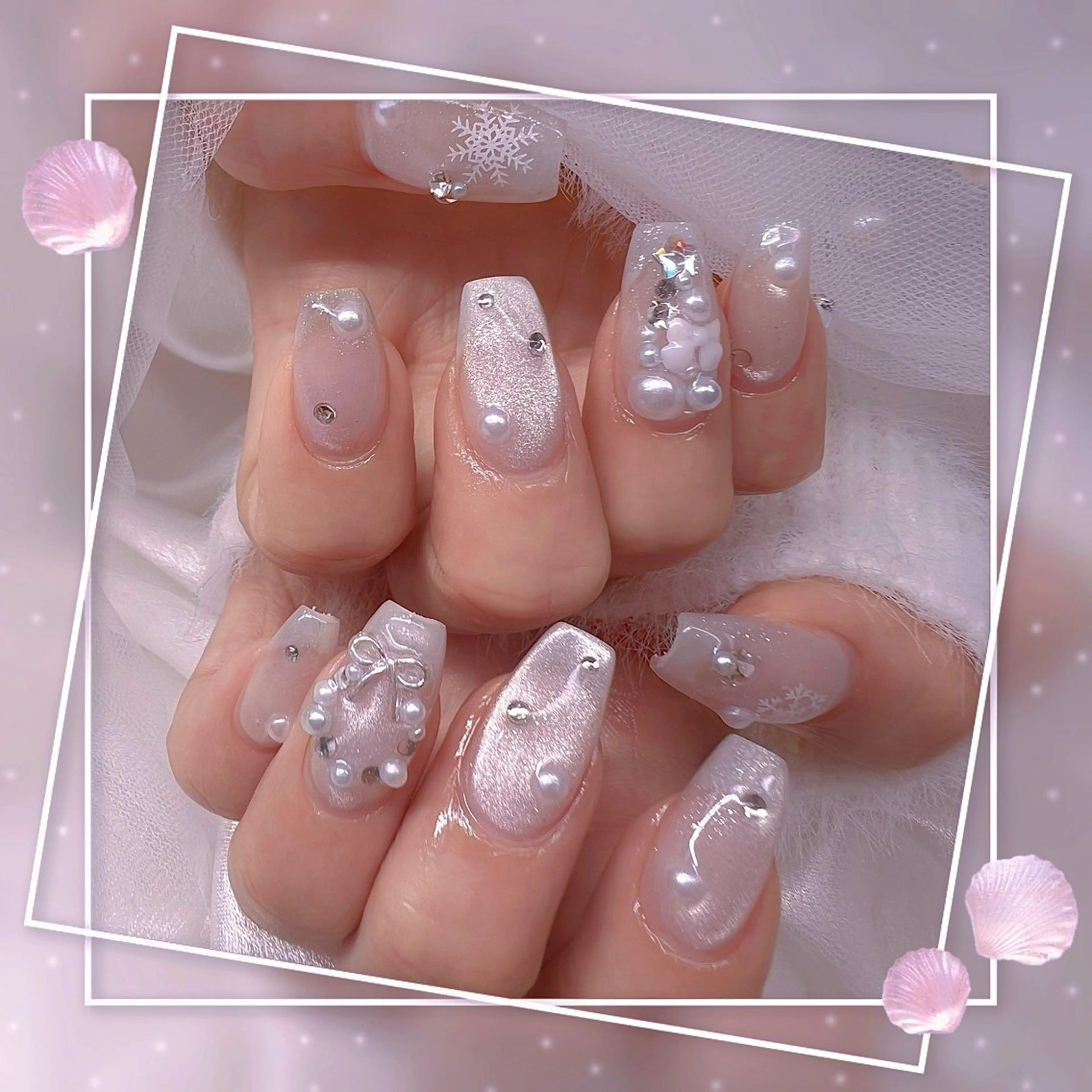 ネイル チークネイル ガーリー グラデーション マグネットネイル ピンク ハンドネイル Chill Nailsalonのネイルデザイン