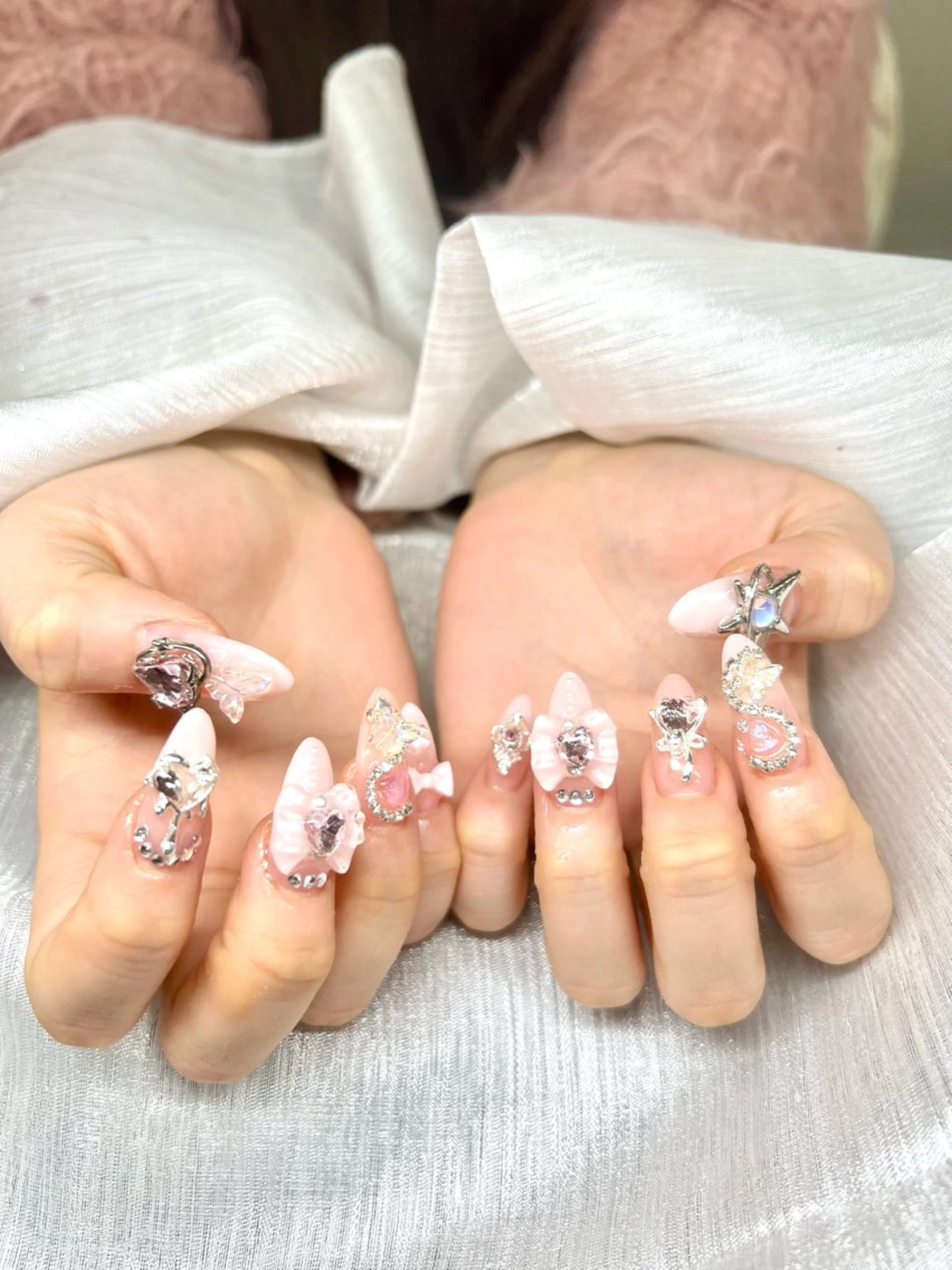 ネイル オーロラネイル チークネイル 長さ出し フットネイル フレンチネイル Lee Nails チップ長さだし専門店のネイルデザイン