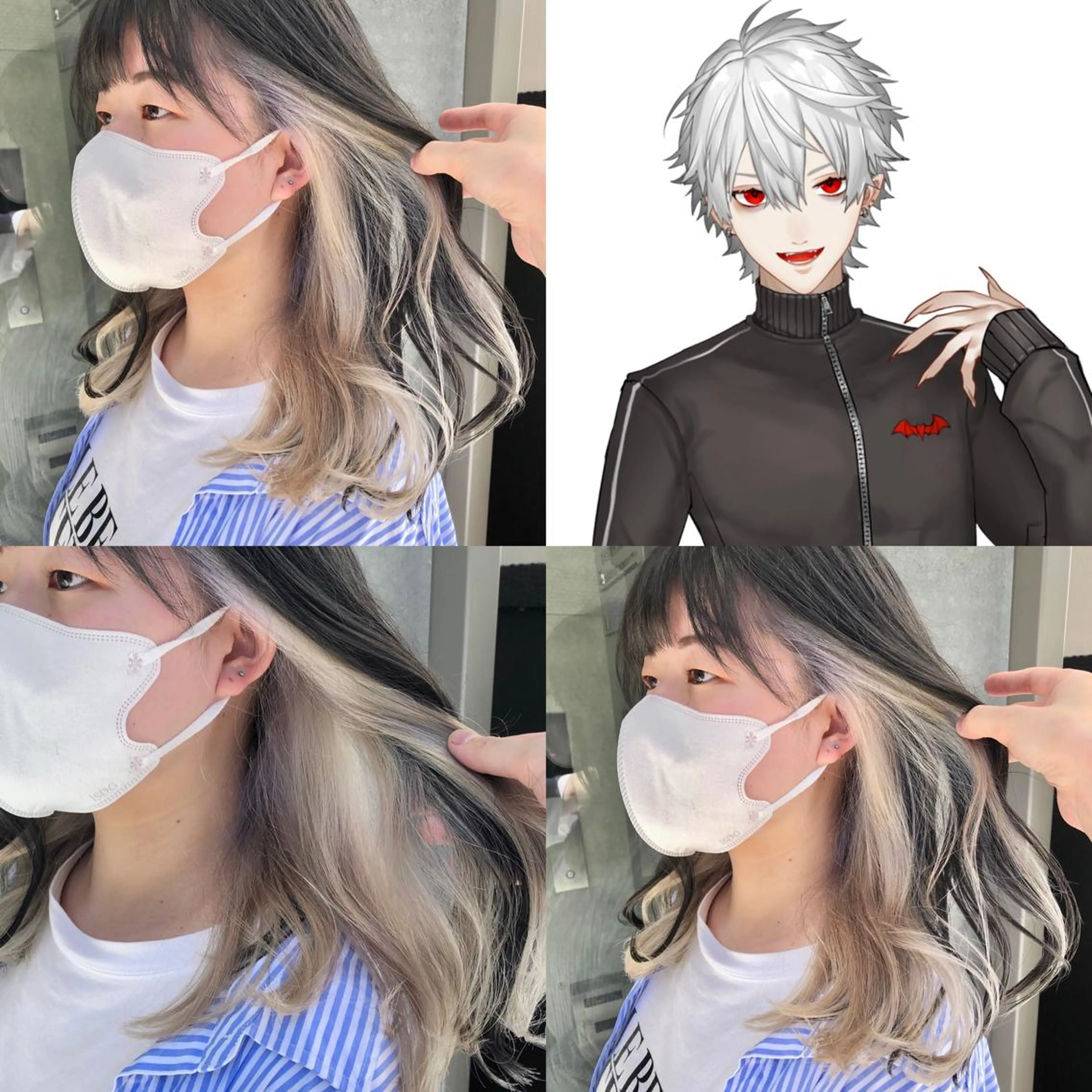 イヤリングカラーブリーチ(１回)+オンカラー(全体)+トリートメント【推しカラー/アニメカラー/イメージカラー】の写真