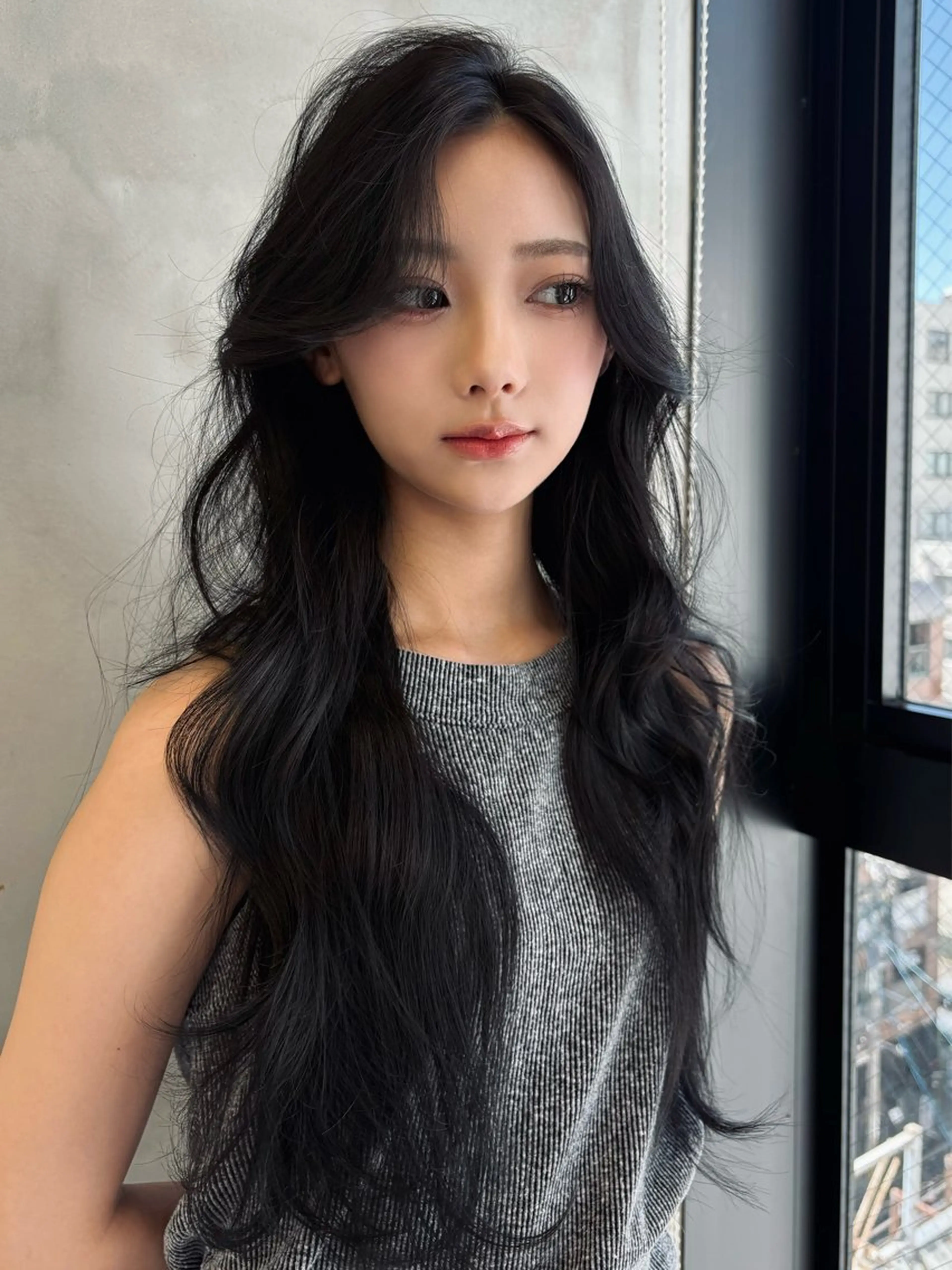 ロング カラー 透明感カラー トリートメント 色気レイヤースタイル 洒落色気ヘアマサトのヘアスタイル