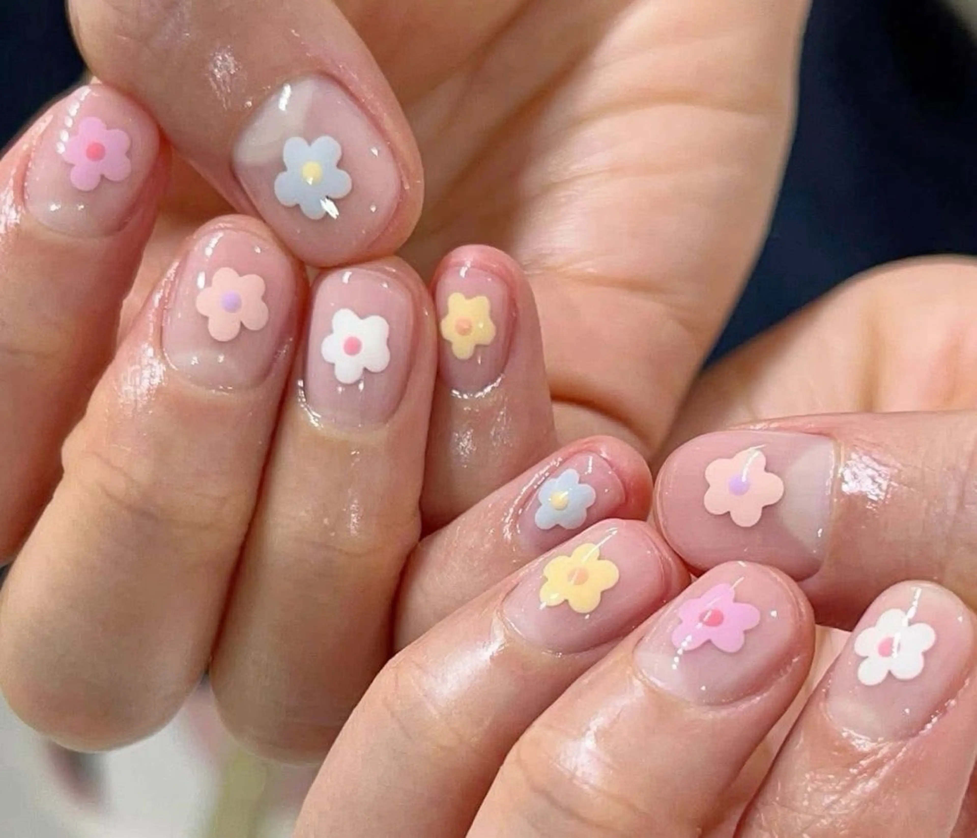 ネイル オーロラネイル ブルー チークネイル 長さ出し フットネイル ハンドネイル JIN 168 新大久保のネイルデザイン