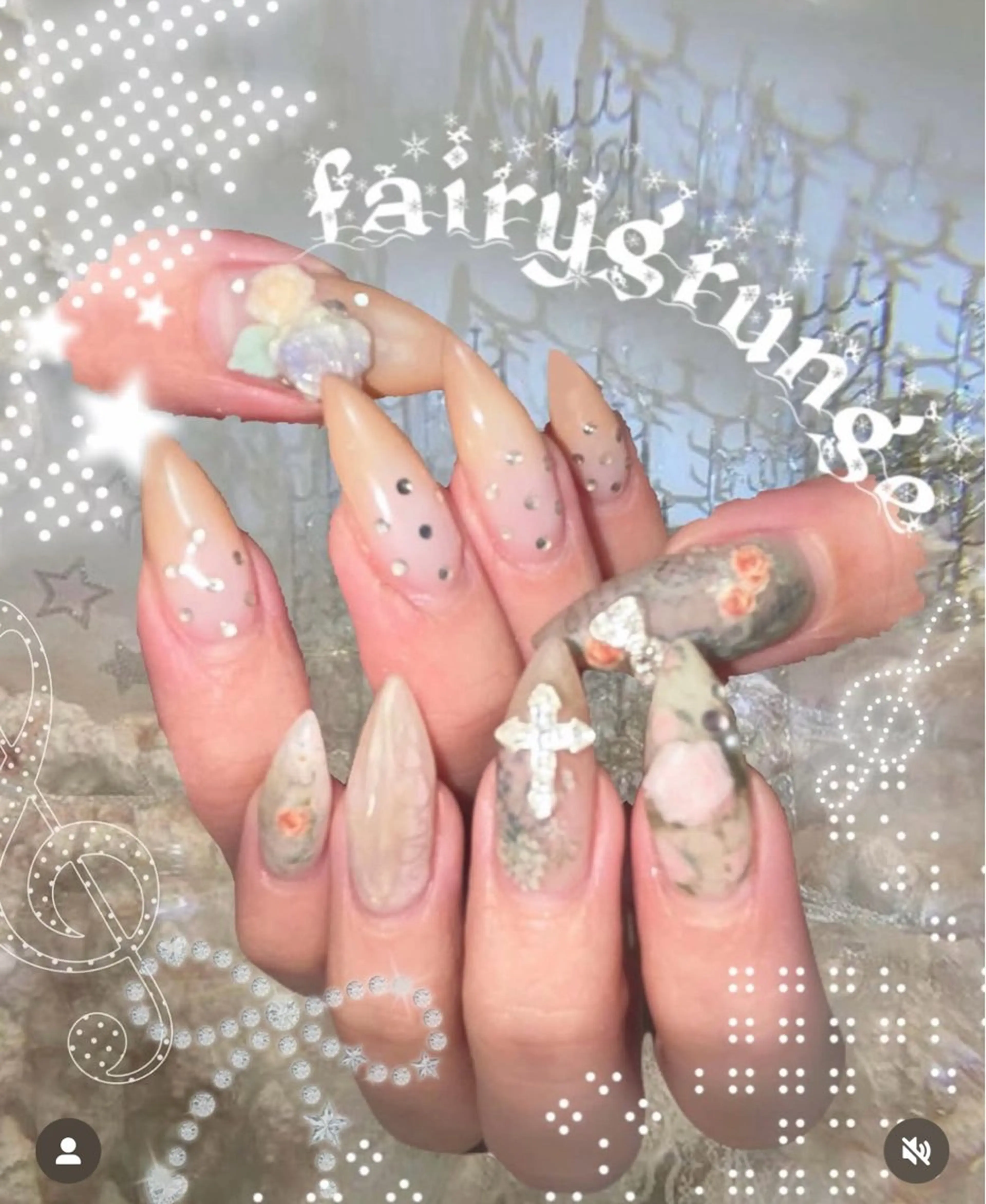 ネイル ハンドネイル フットネイル kana/モード ・グランジ໒꒱のネイルデザイン