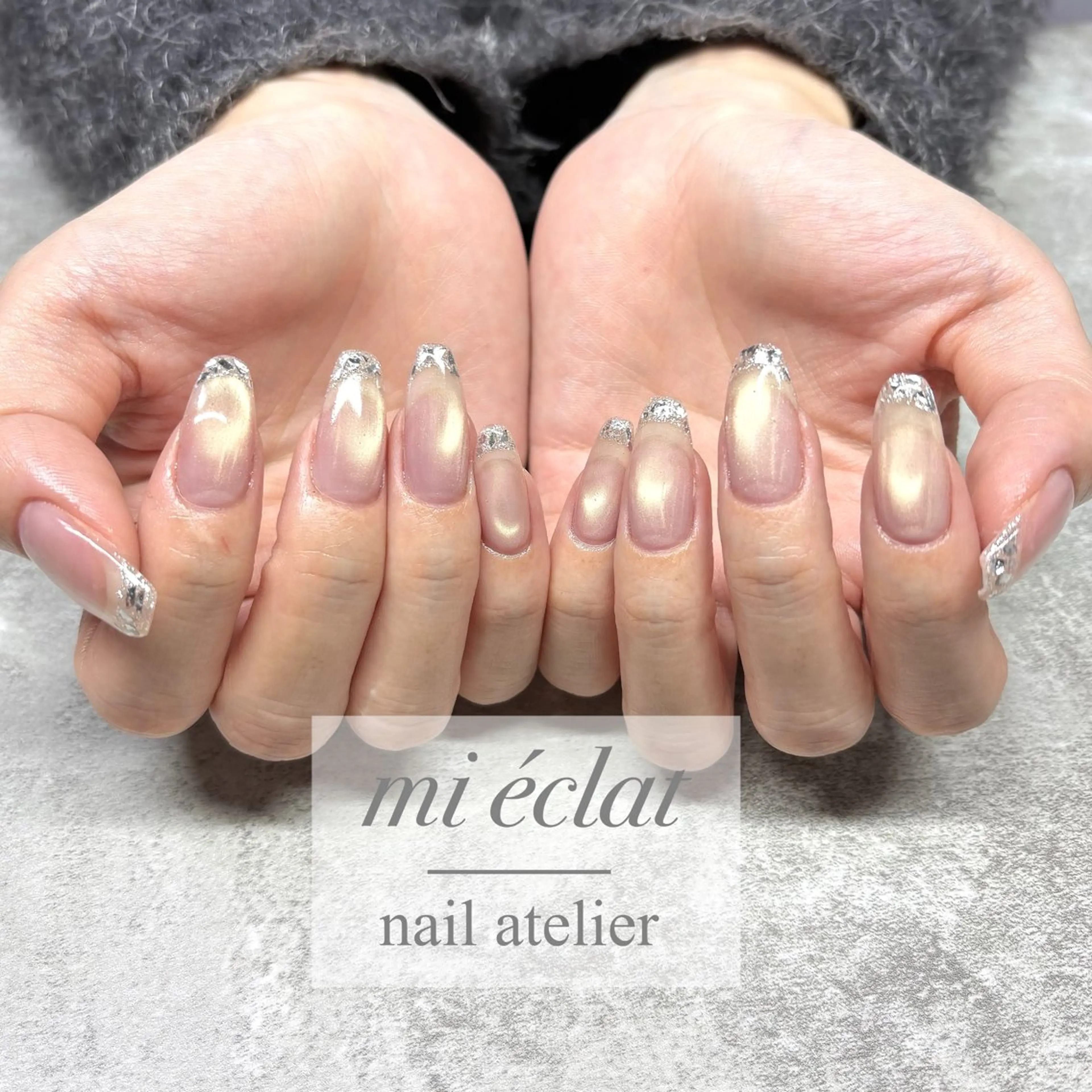 ネイル アートネイル フレンチネイル ガラスフレンチ ニュアンスネイル ハンドネイル mi éclat ミ　エクラのネイルデザイン