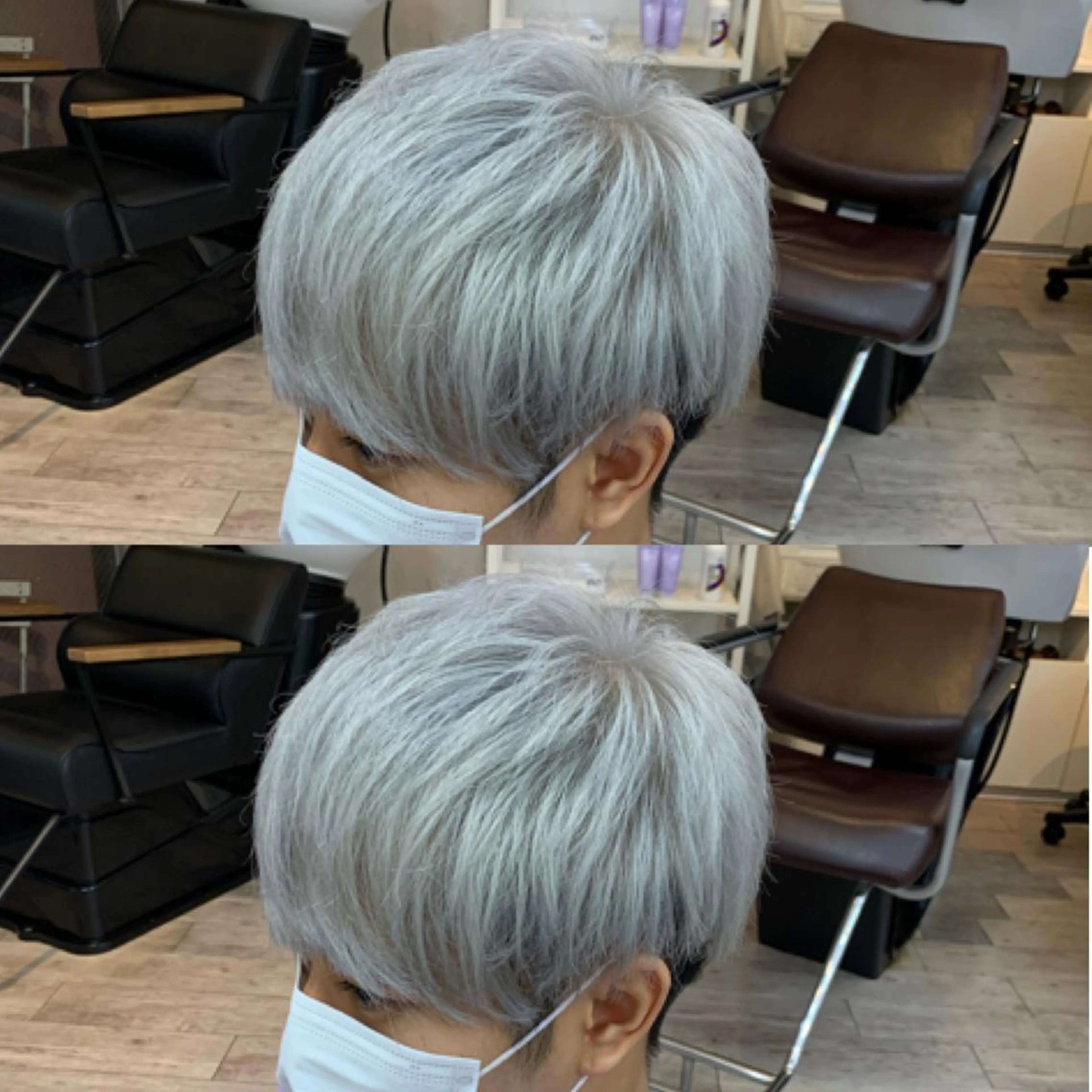 ショート カラー メンズ メンズブリーチ ブリーチ シルバー ホワイトシルバー メンズ専門店 店長 小柳 裕夢のヘアスタイル