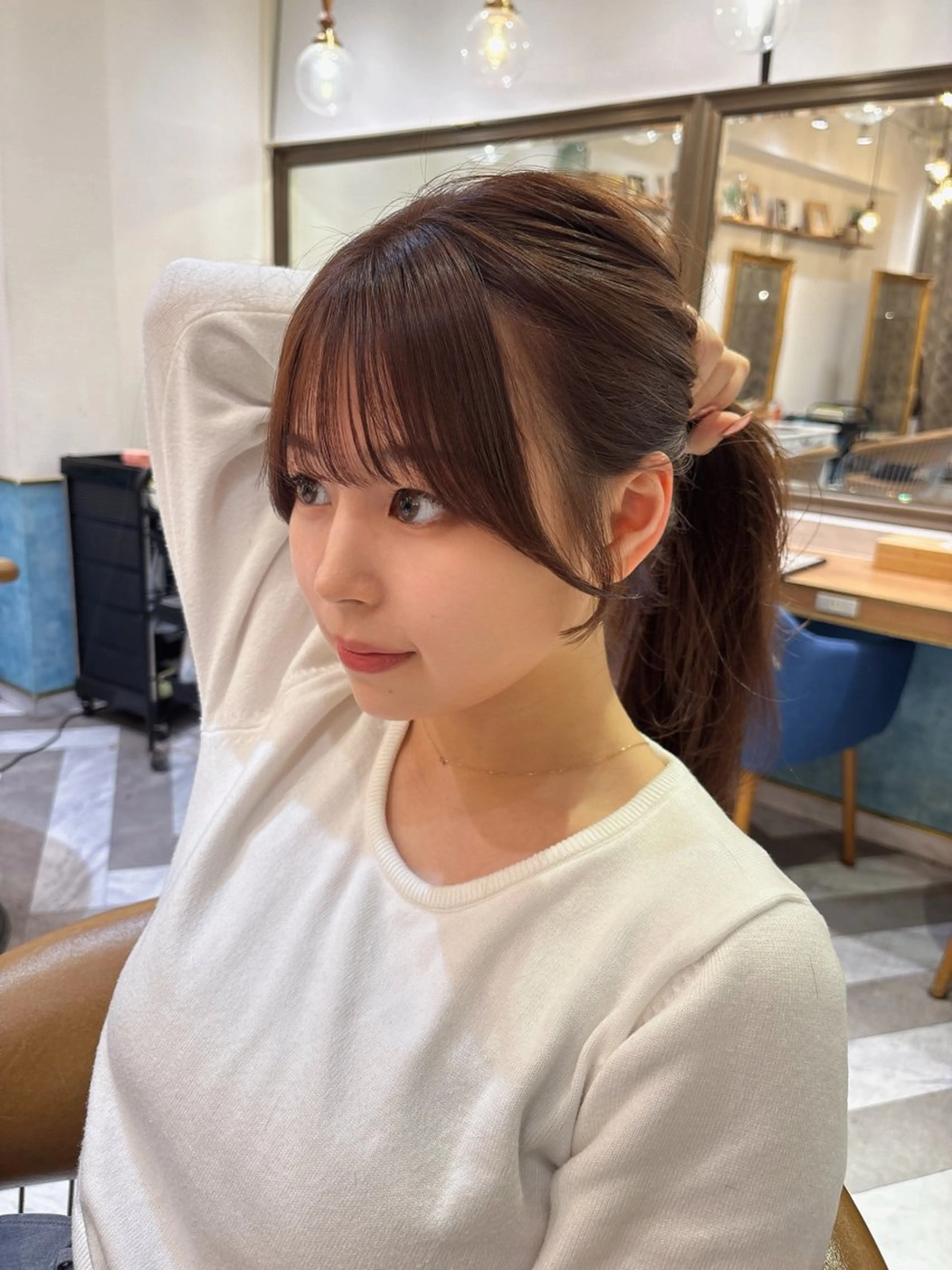 セミロング カット ヘアカラー トリートメント ♥韓国レイヤー/透明 感カラー/目黒慎太郎のヘアスタイル