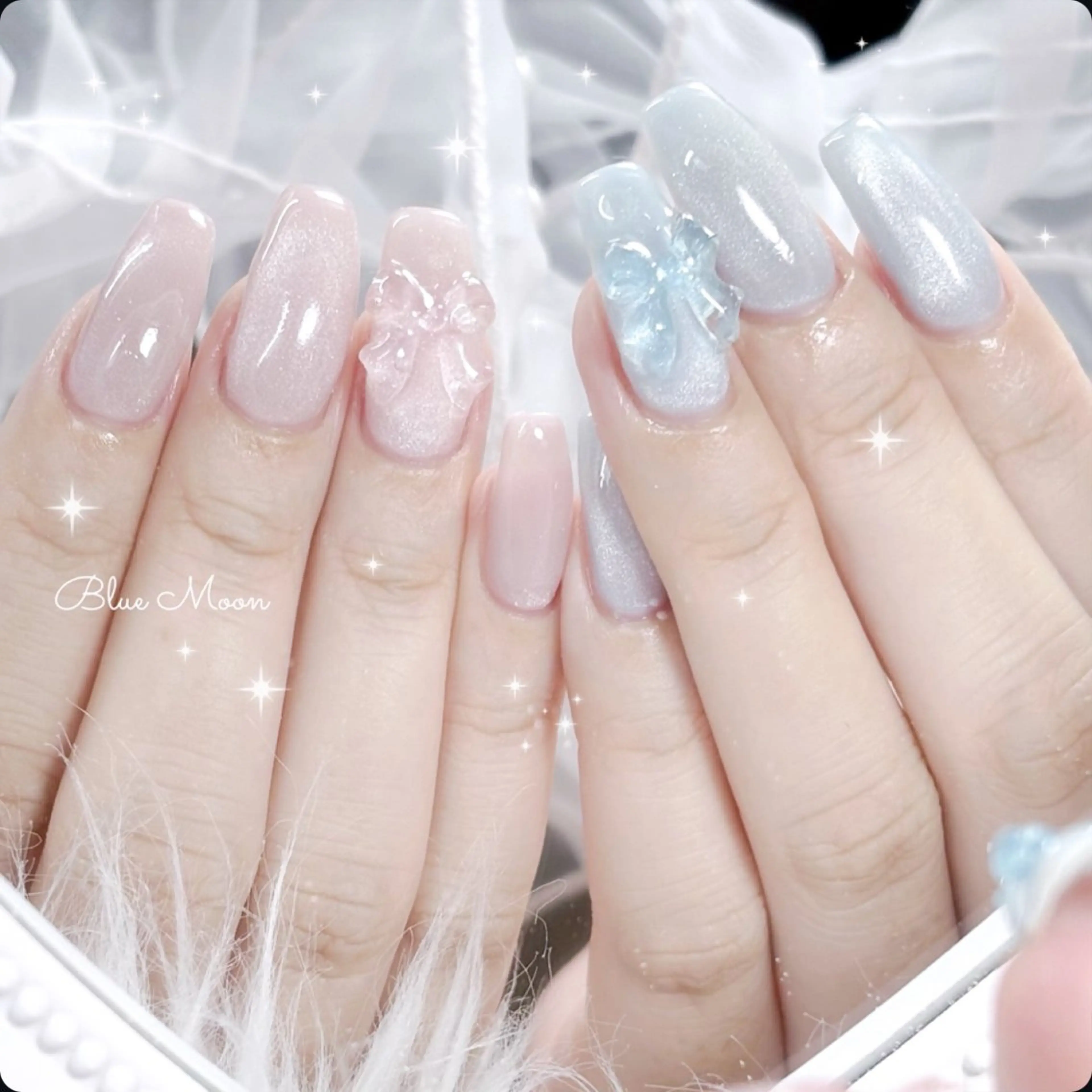 ネイル マグネットネイル リボン ハンドネイル フットネイル ハンドケア nail salon Blue Moonのネイルデザイン