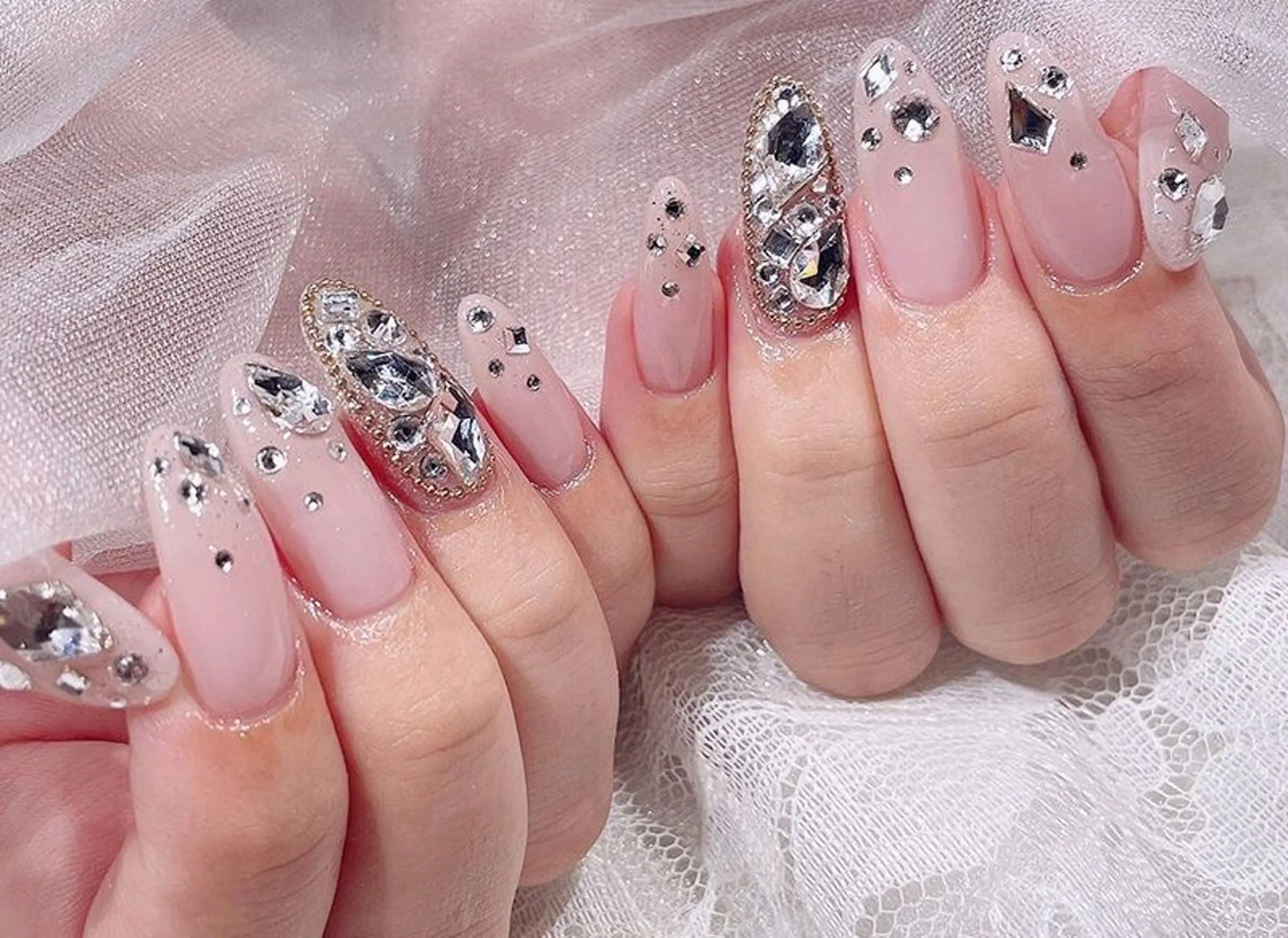 ネイル マグネットネイル ミラーネイル ニュアンスネイル ピンク ネイルチップ Lee Nailsのネイルデザイン