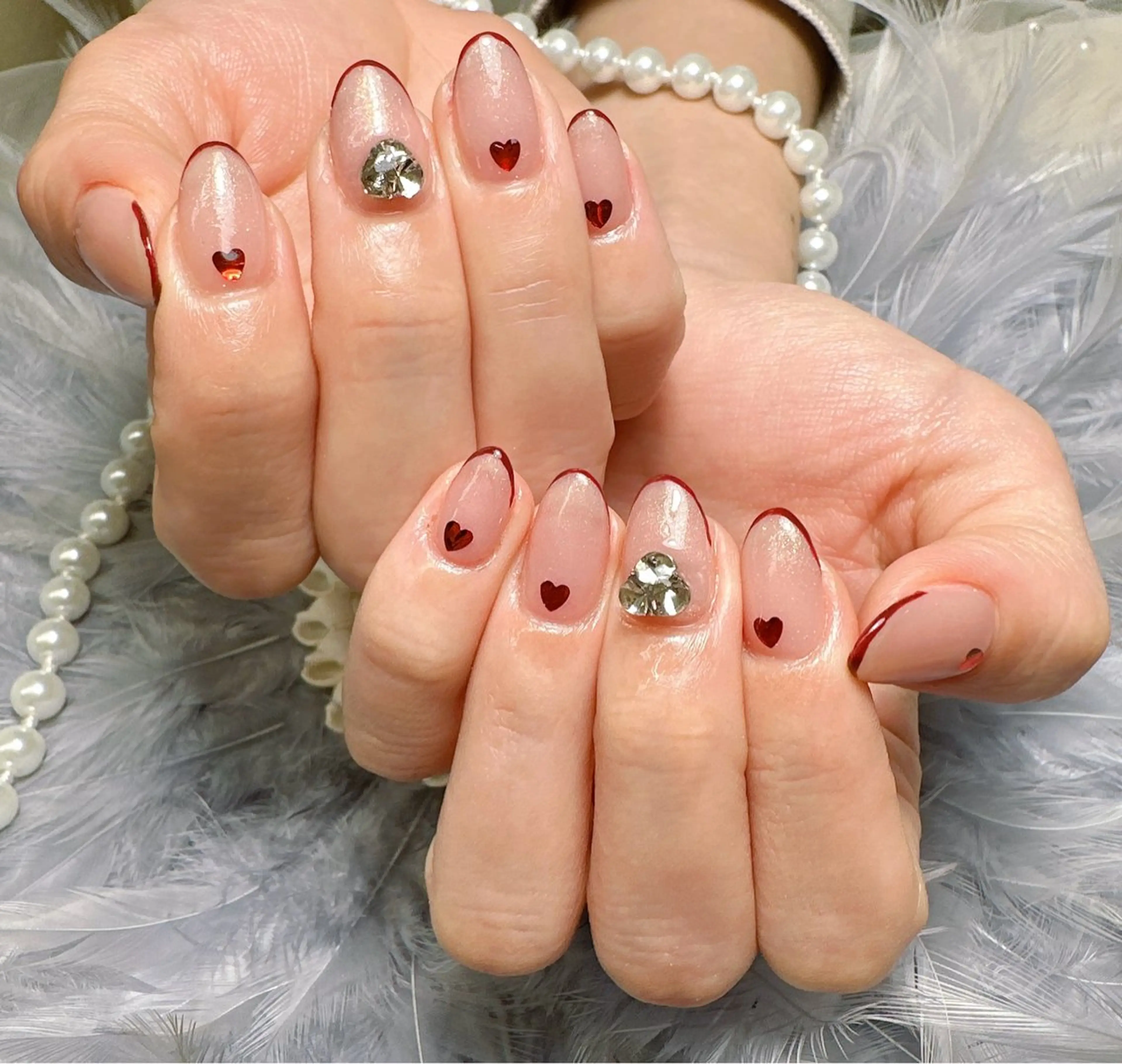 ネイル ハート バレンタイン ハンドネイル Pretty Nail Salon     　(ジェル&ケア)所属・Pretty Nail Salonのネイルデザイン