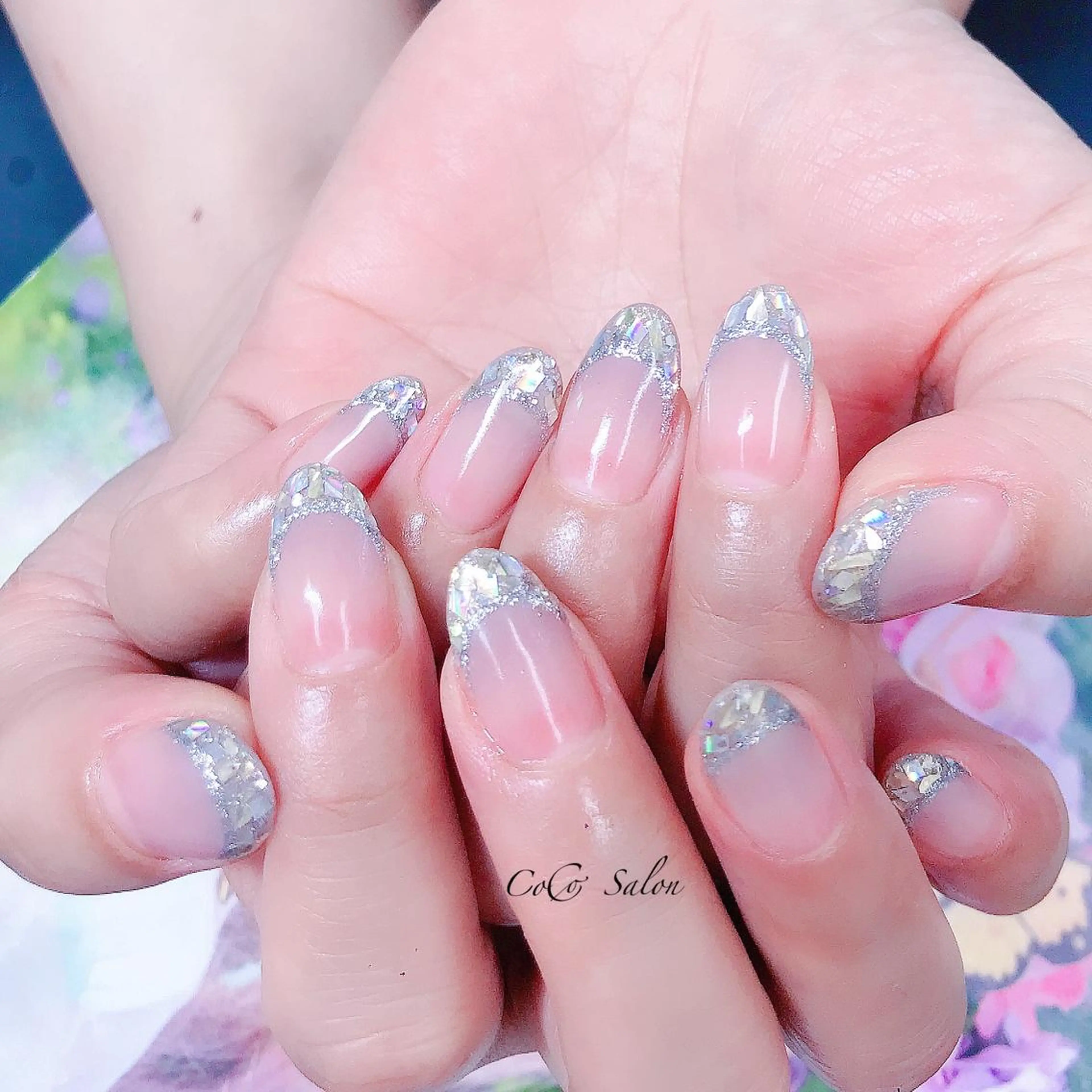 ネイル フレンチネイル ガラスフレンチ グラデーション ホログラムネイル キラキラネイル CoCoSalon ネイル/まつ毛予約のネイルデザイン