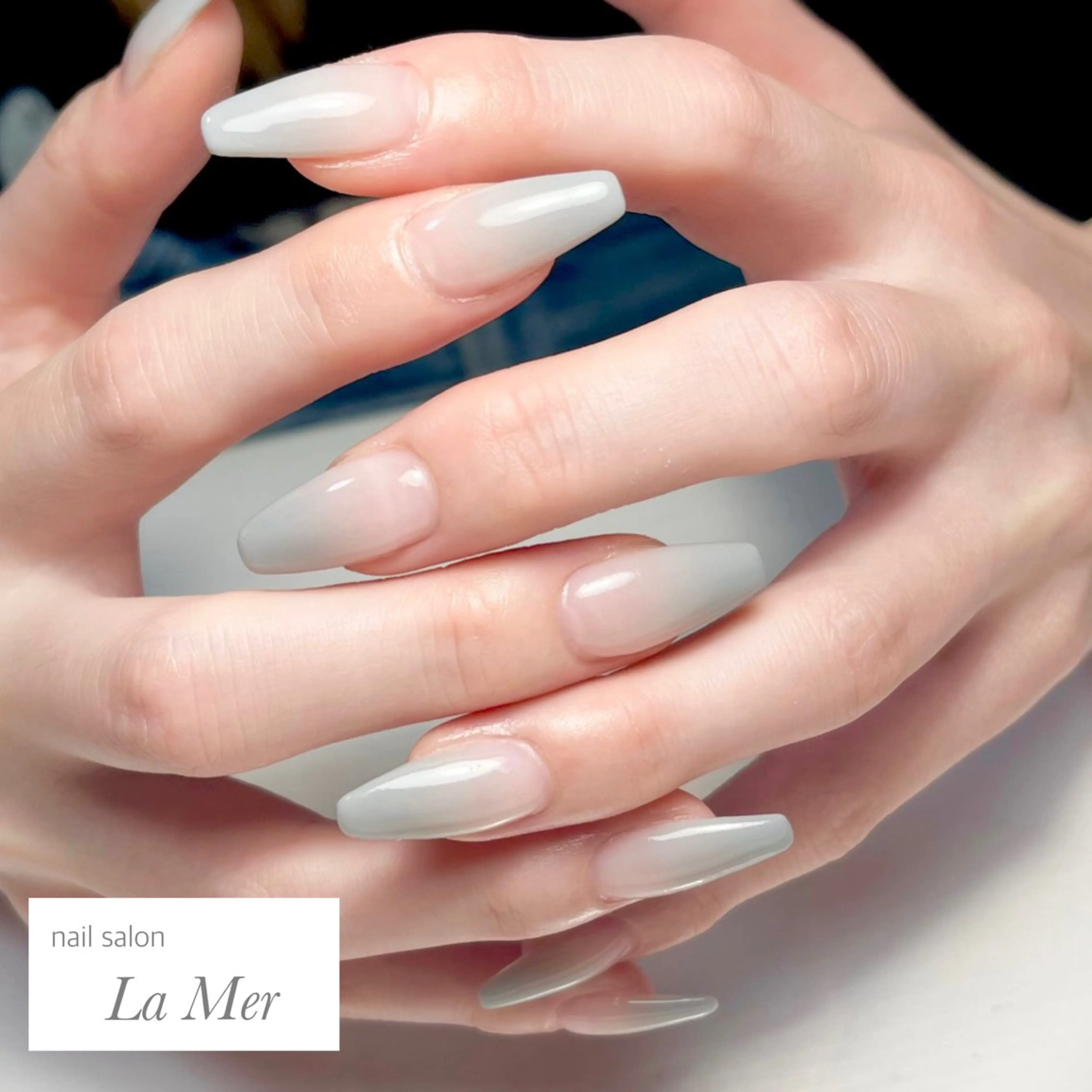 ネイル カジュアル 長さ出し グラデーション ロングネイル オフィスネイル ハンドネイル nailsalon La Merのネイルデザイン
