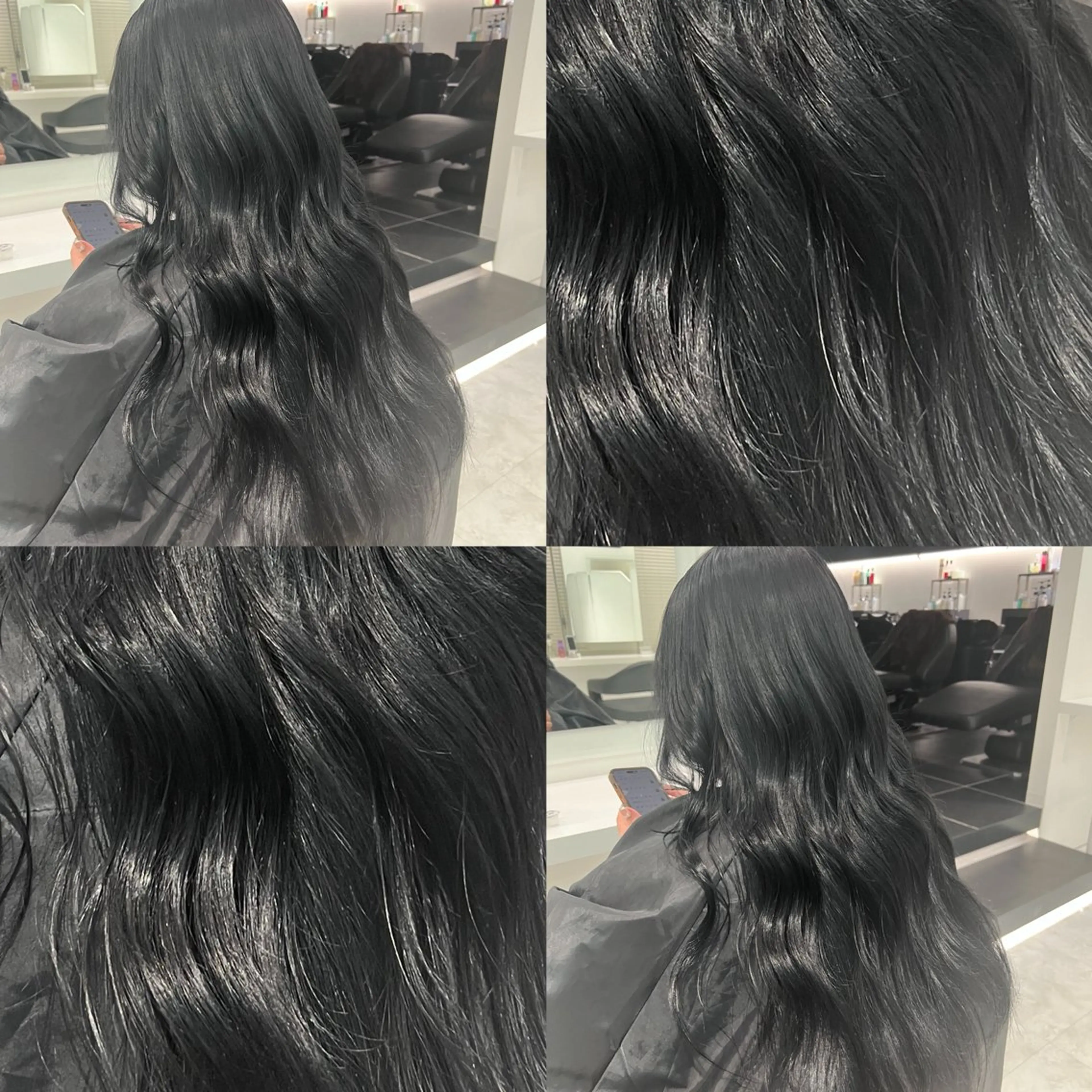ロング カラー 黒髪 ブルーカラー ブルーブラック 髪質改善 韓国風ヘア カット ヘアカラー トリートメント ヘッドスパ ヘアセット ブリーチなし特化 美容師💖SAE💖のヘアスタイル