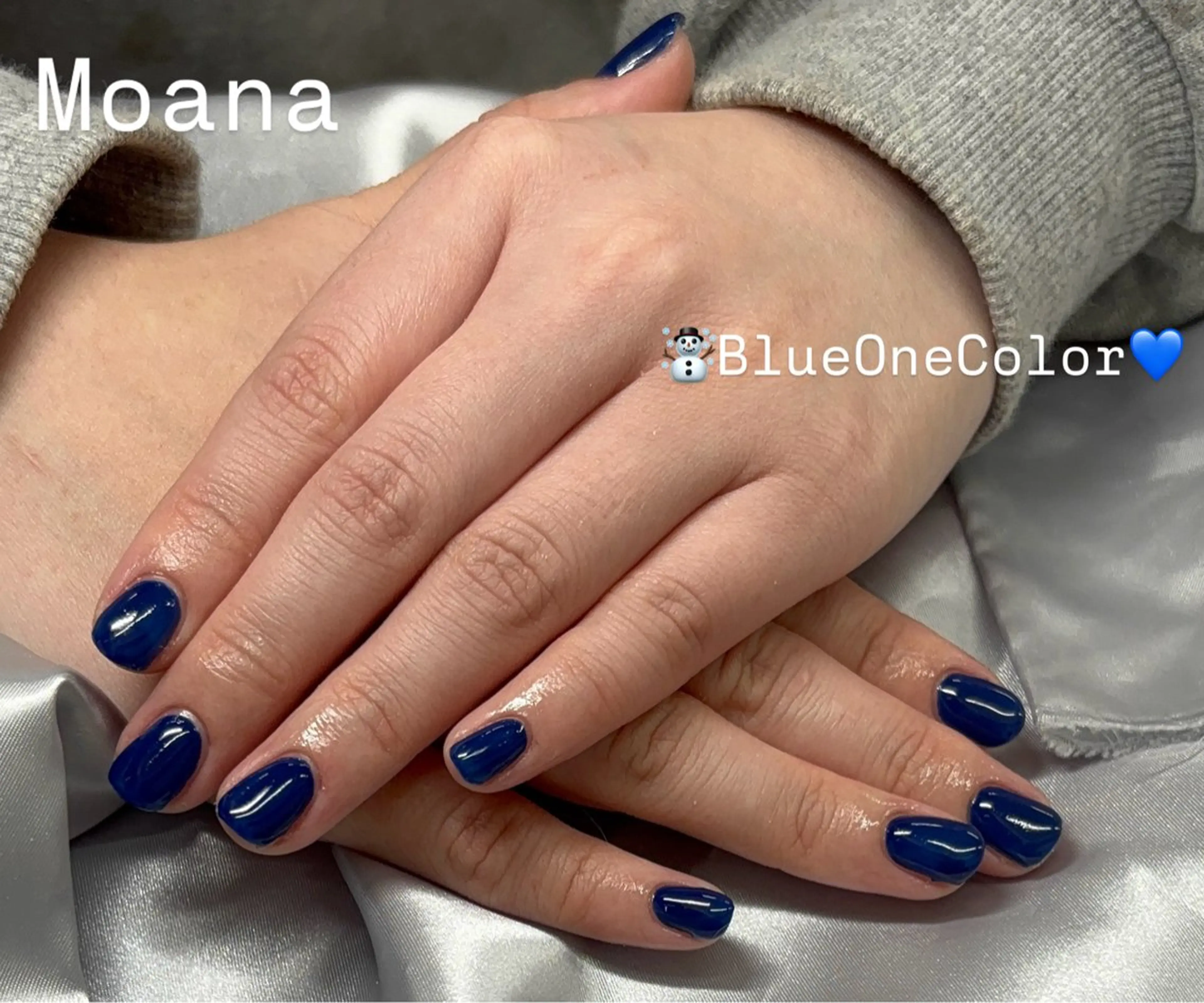 ネイル ブルー ワンカラーネイル 冬ネイル Moana nail Hiyoriのネイルデザイン
