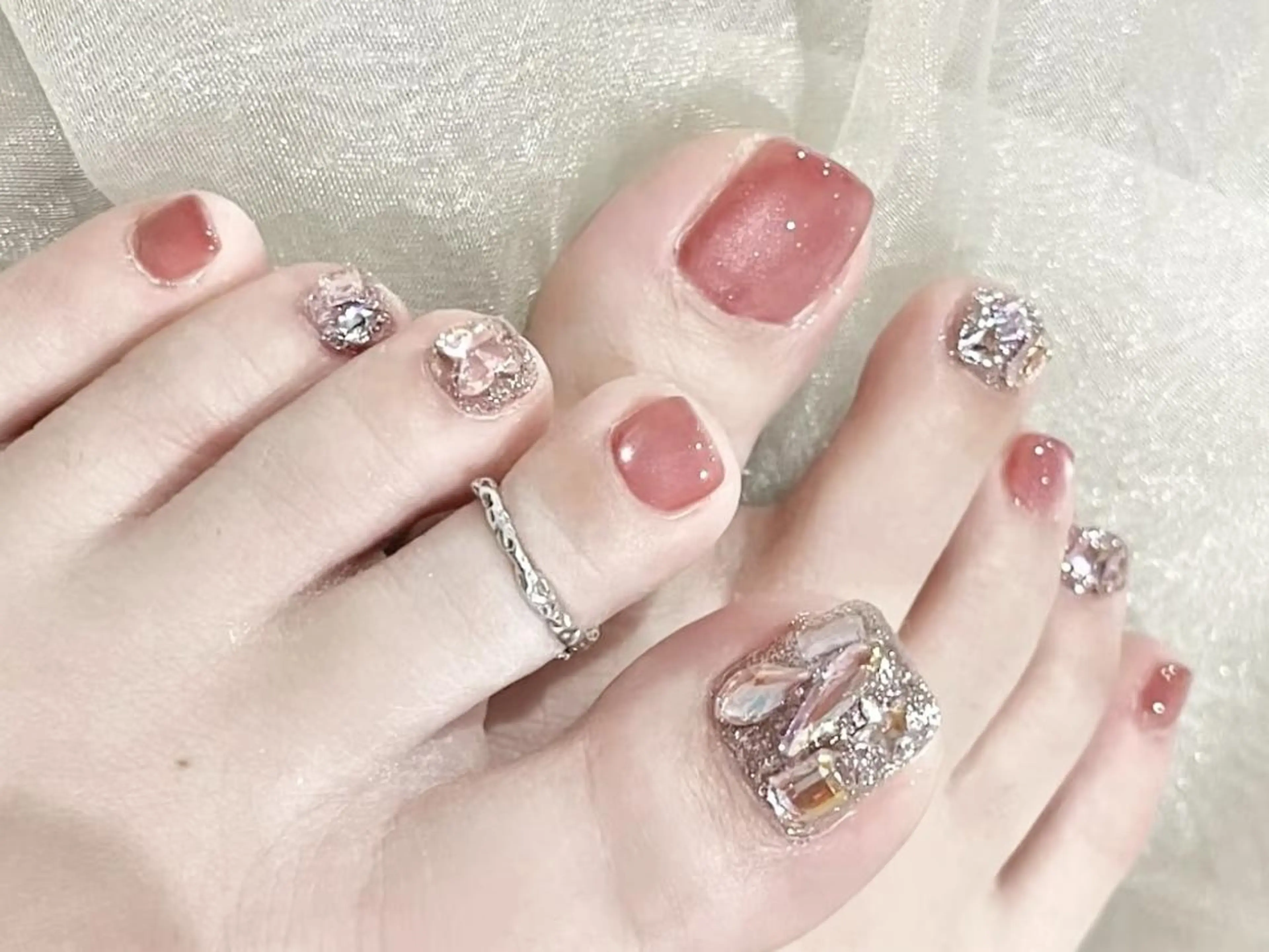 ネイル メンズ メンズ韓国風 オーロラネイル チークネイル 長さ出し フットネイル 【スカルプ専門店】 Naomi nailのネイルデザイン