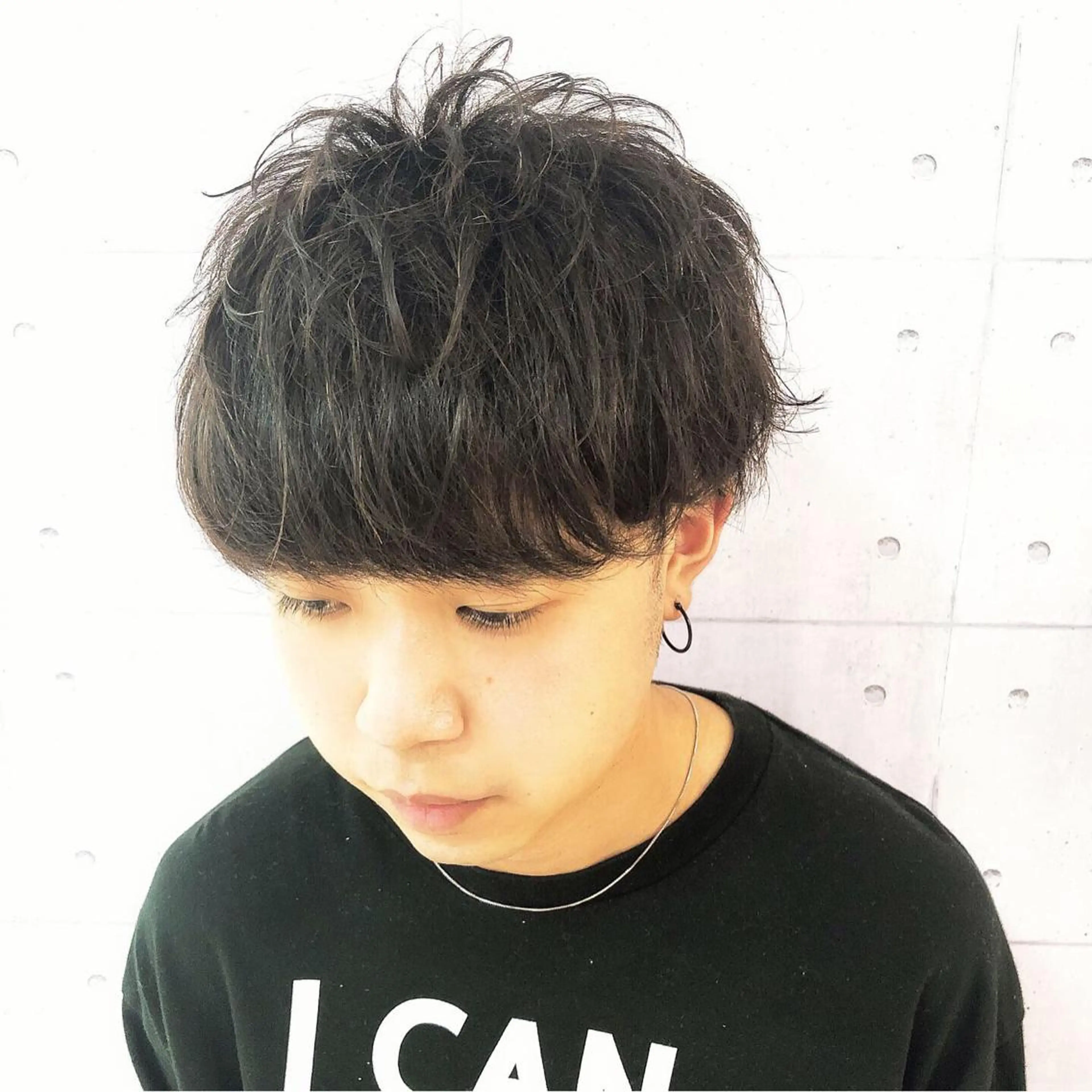 ショート パーマ メンズ 髪質改善× 白髪ぼかし溝江のヘアスタイル