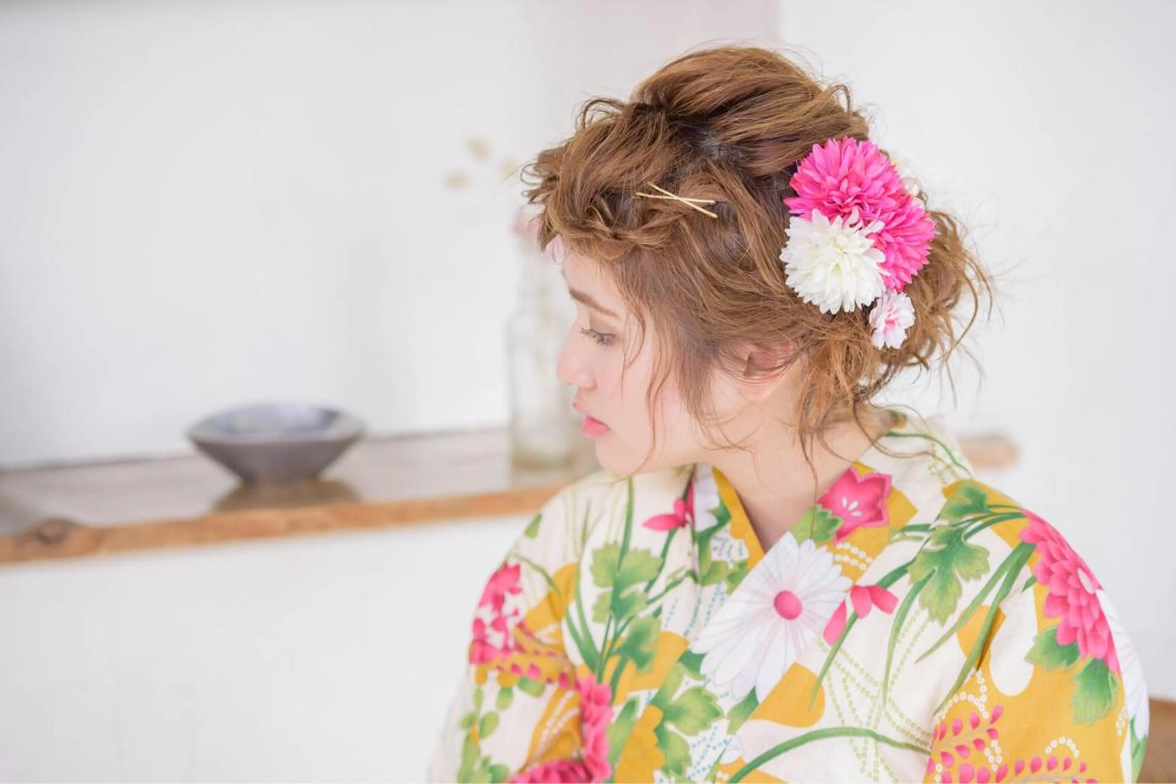 ミディアム カラー パーマ ヘアアレンジ 浴衣 可愛いを作る神 ナオヒロのヘアスタイル