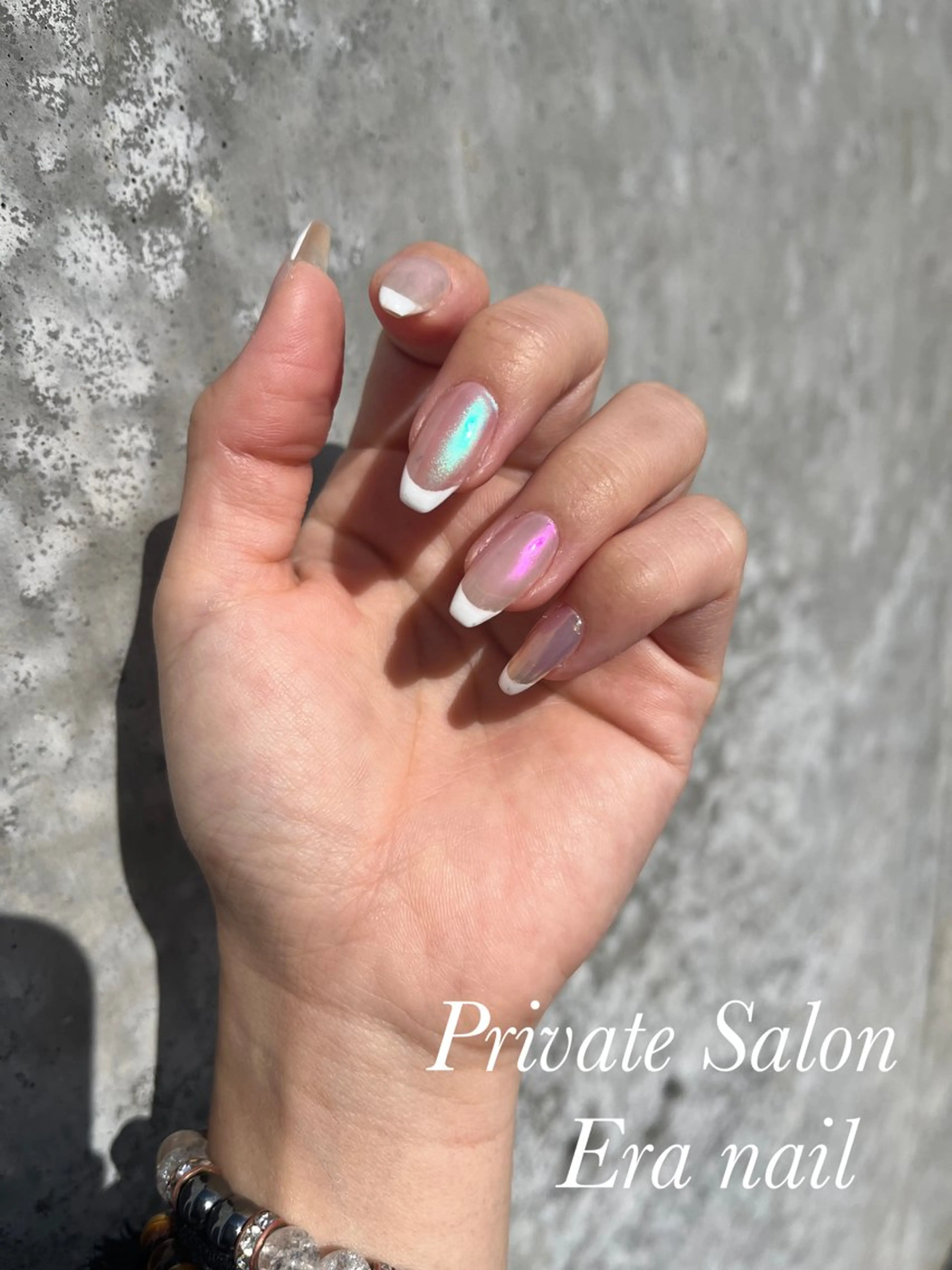 ネイル オーロラネイル フレンチネイル ミラーネイル Era nailのネイルデザイン