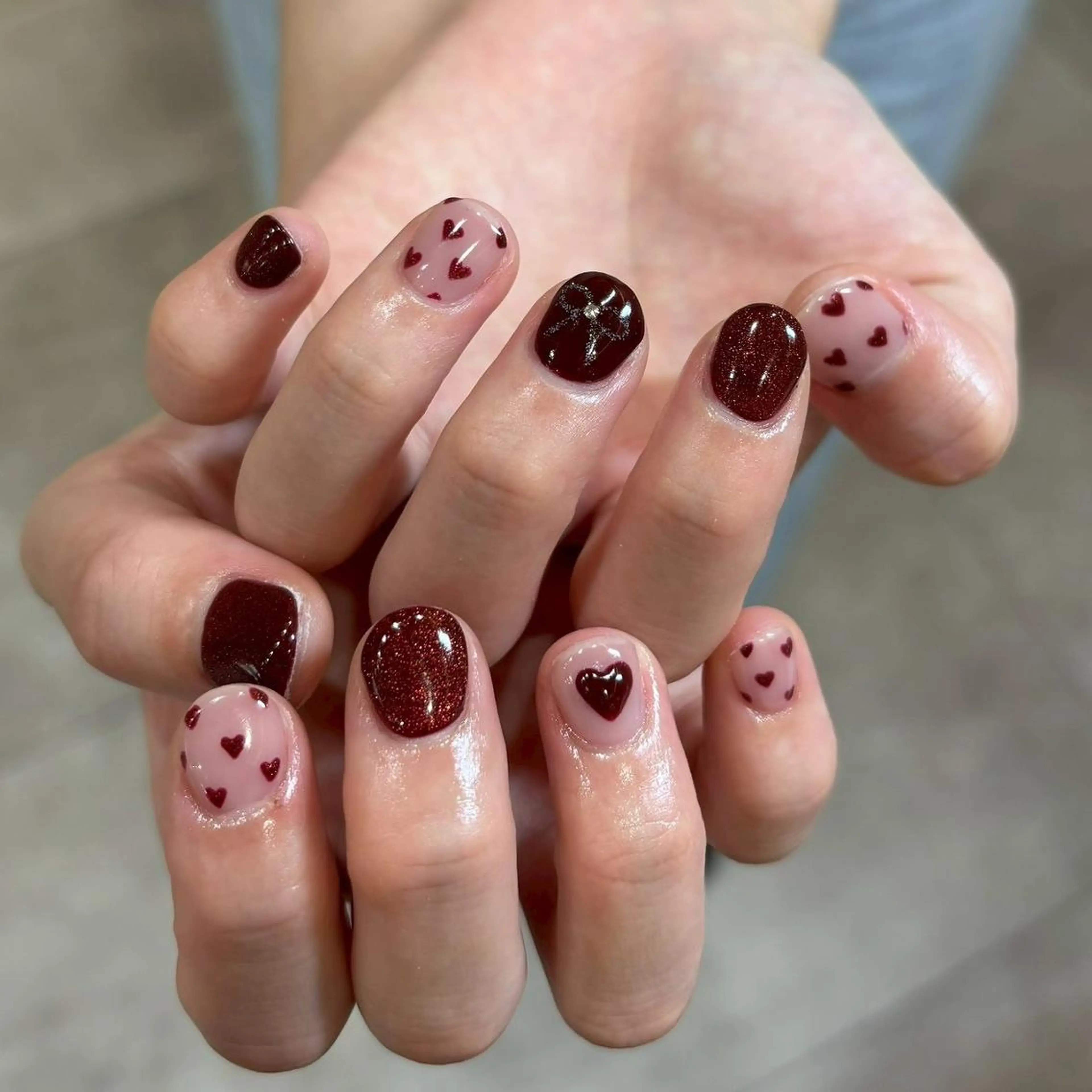 ネイル バレンタイン ハンドネイル パラジェル認定サロン N°nail 立川のネイルデザイン