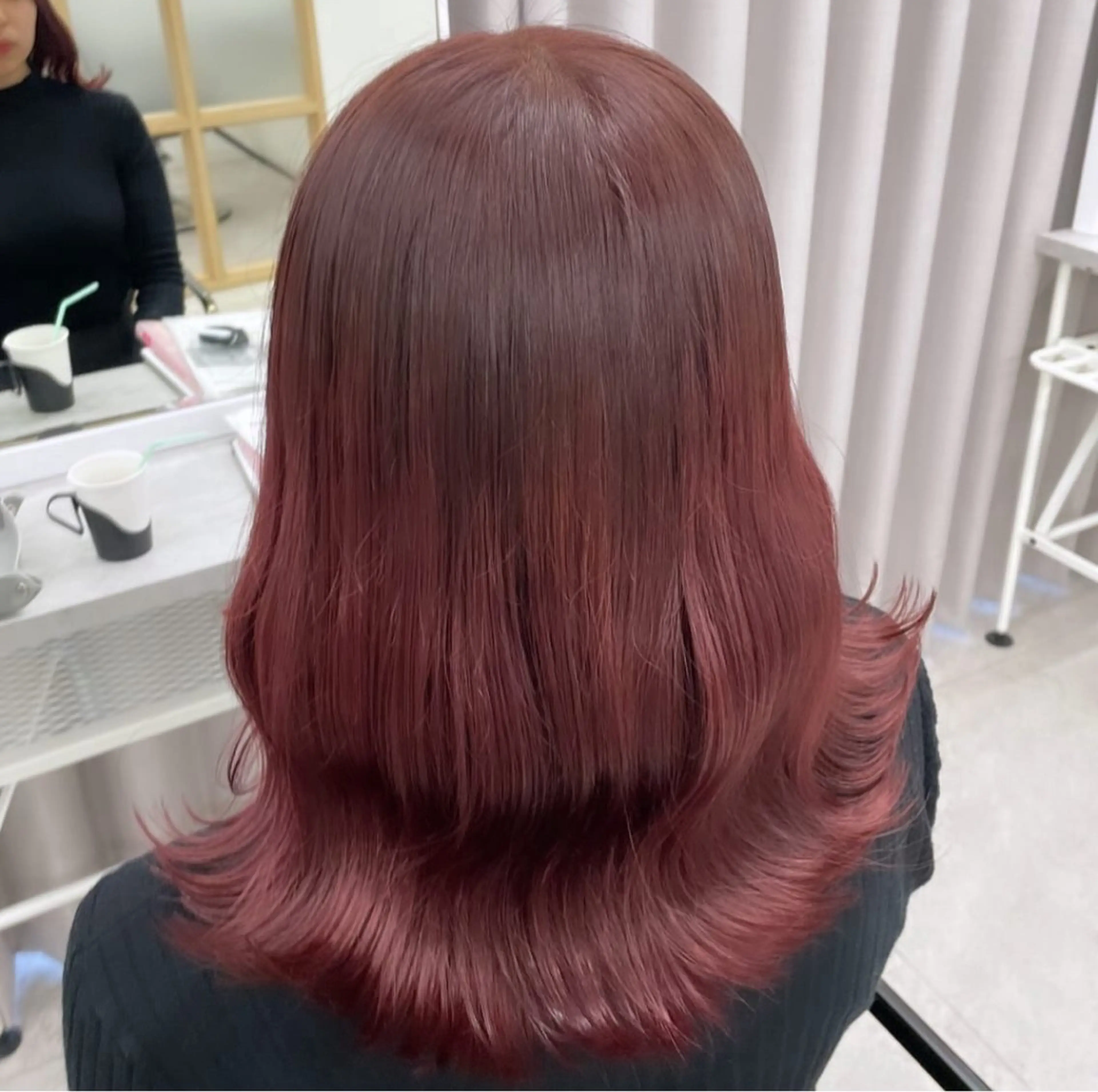 ミディアム 顔まわり🎀ピンク 💖ゆうなのヘアスタイル