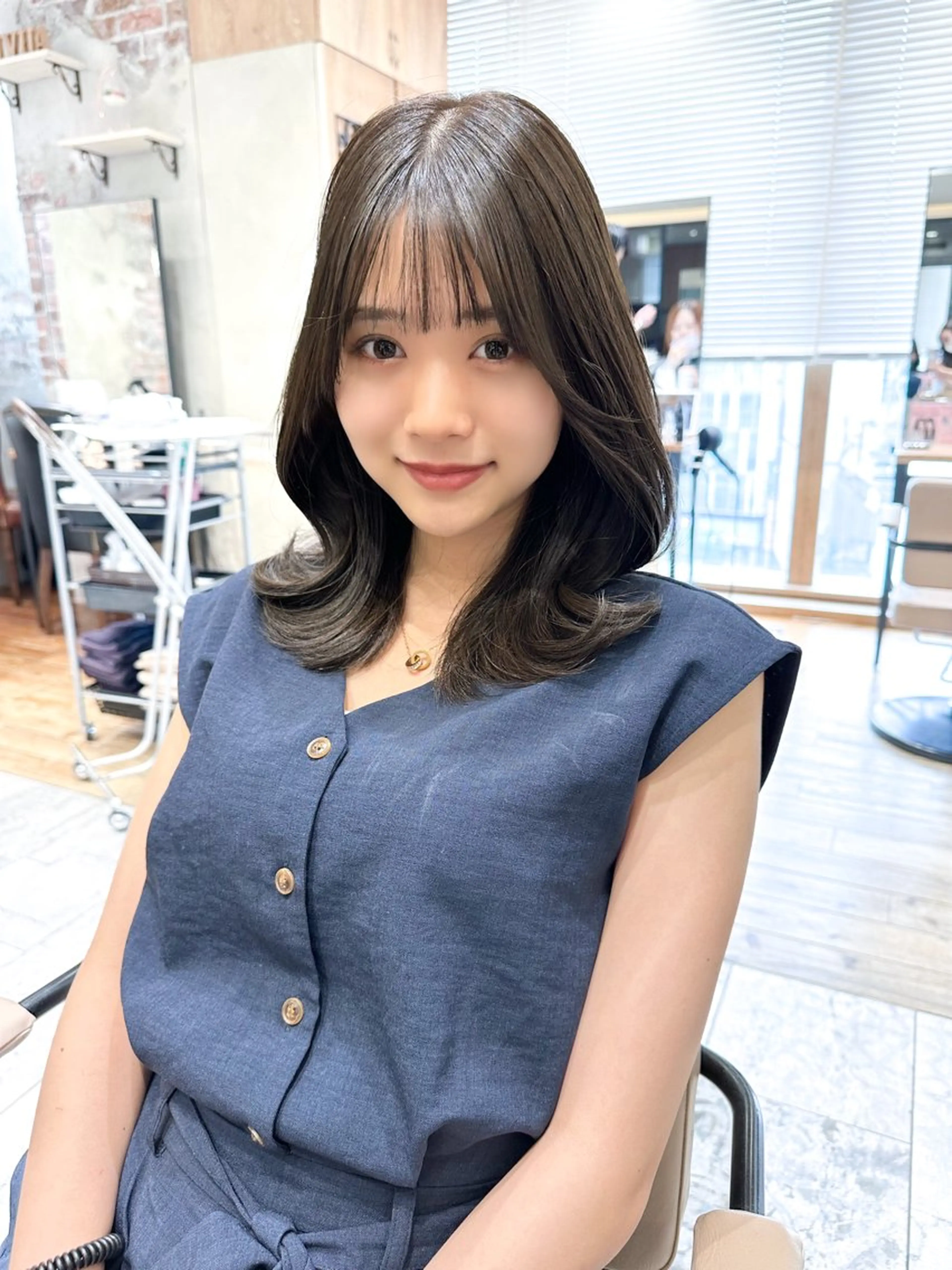 セミロング カラー ベージュカラー ブラウンカラー ブラウンベージュ くびれヘア 顔周りカット 顔周り/くびれヘア 韓国ヘア💕風間るなのヘアスタイル