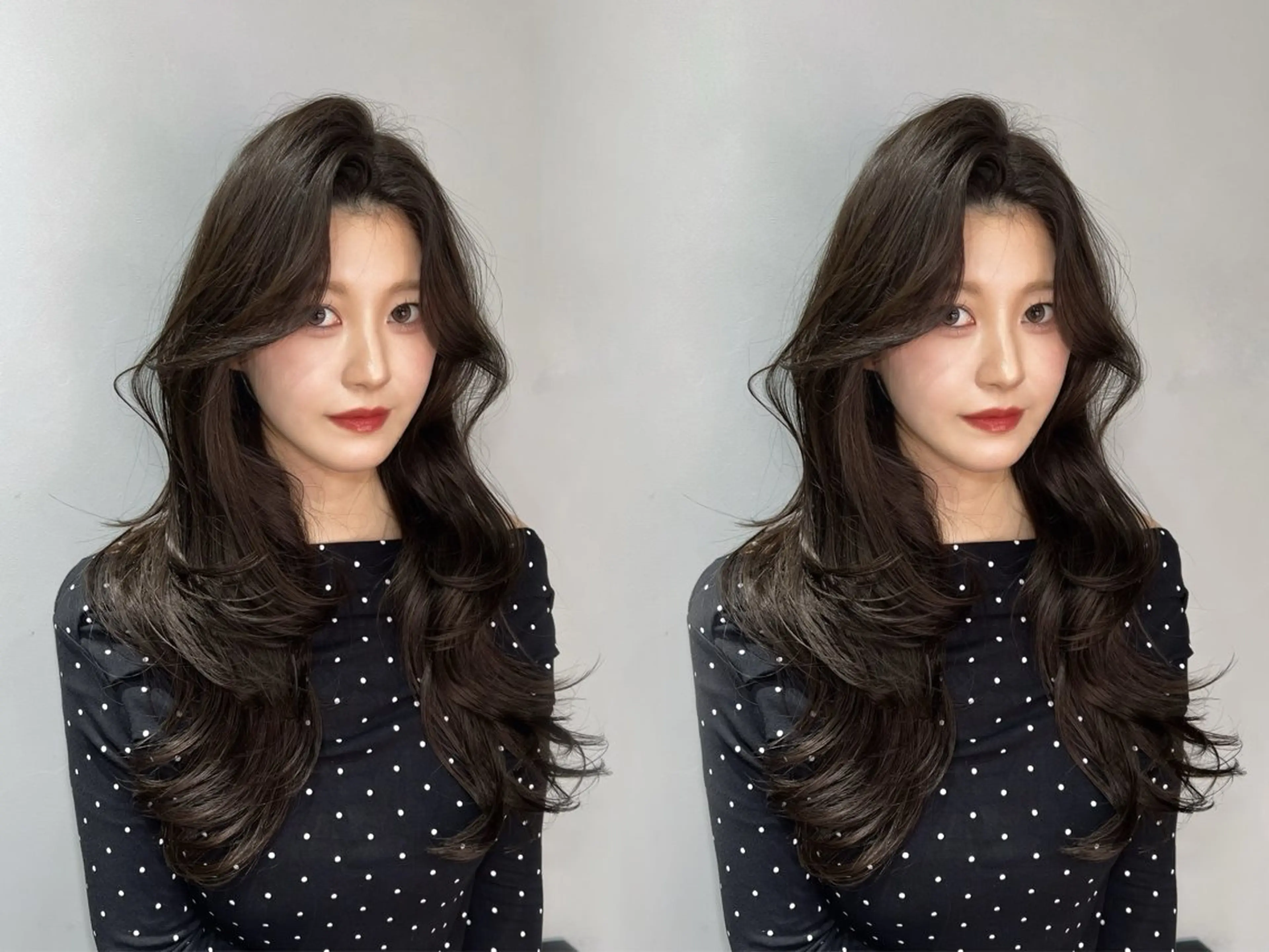 ロング カラー ハッシュカット 髪質改善 カット ヘアカラー トリートメント ワンホン×韓国/ 髪質改善/itaruのヘアスタイル