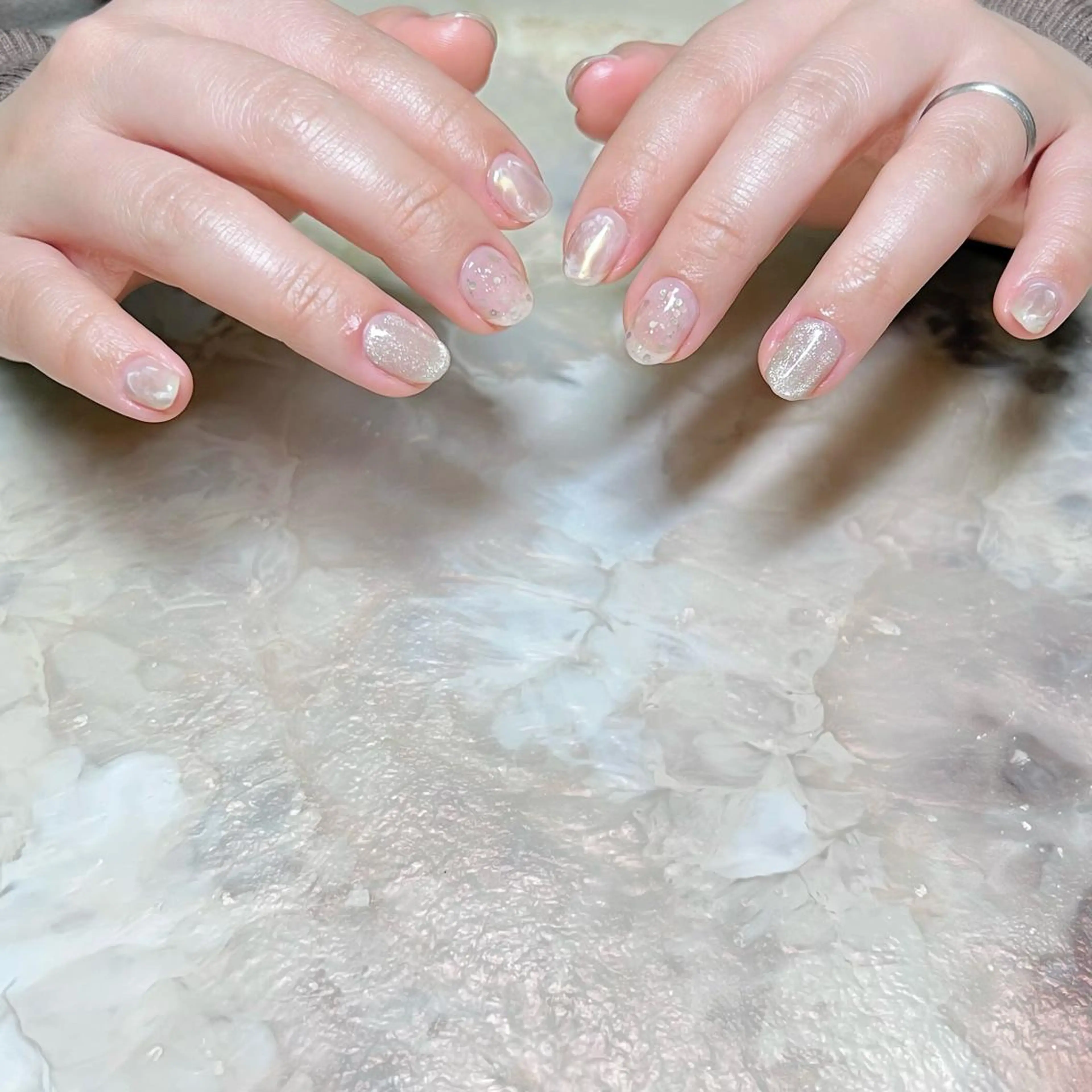 ネイル マグネットネイル ニュアンスネイル ショートネイル gemickle nailのネイルデザイン