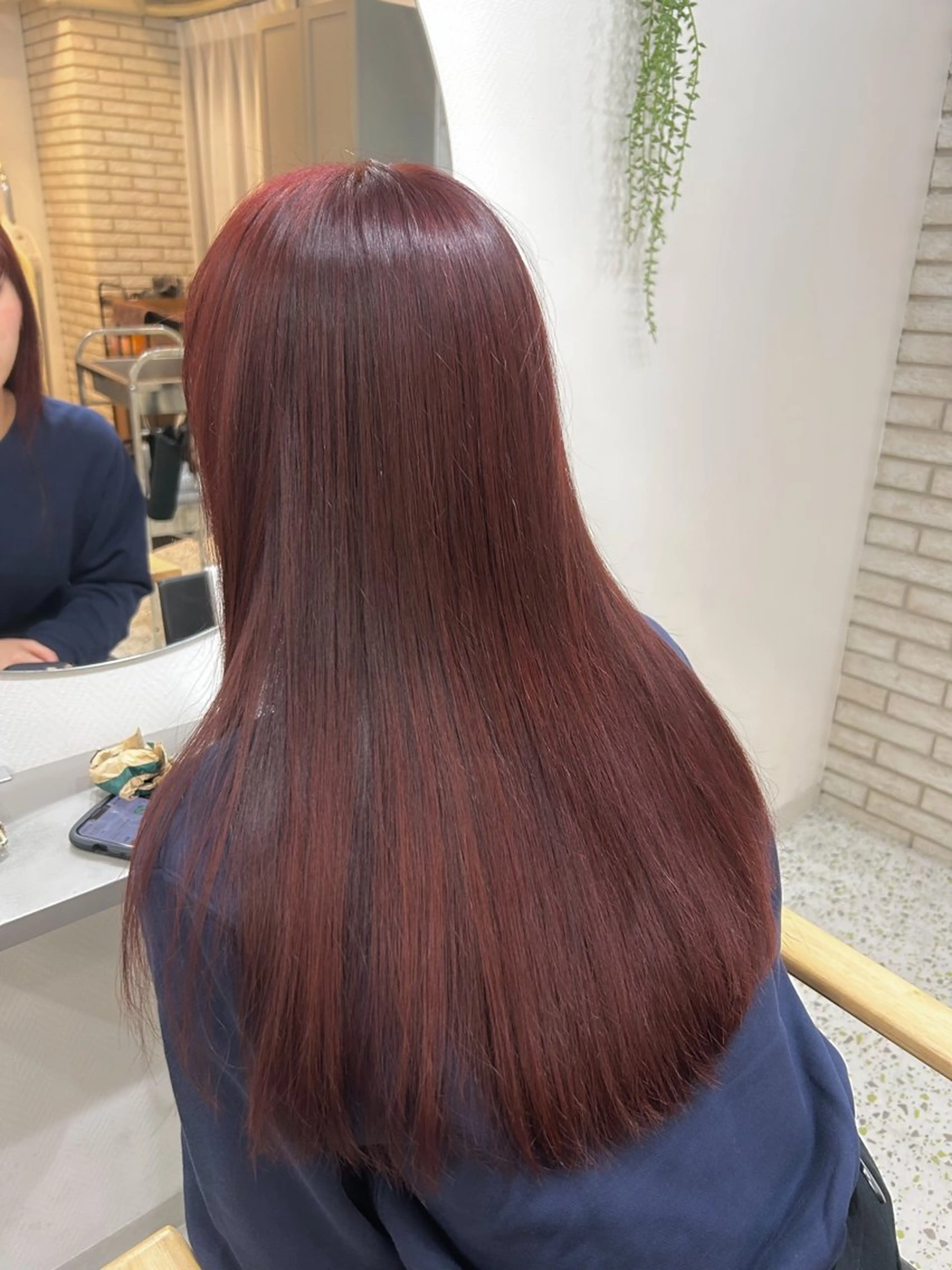 ロング カラー ブリーチ ブリーチなしカラー オレンジ レッドカラー 透明感カラー 莉々子のヘアスタイル