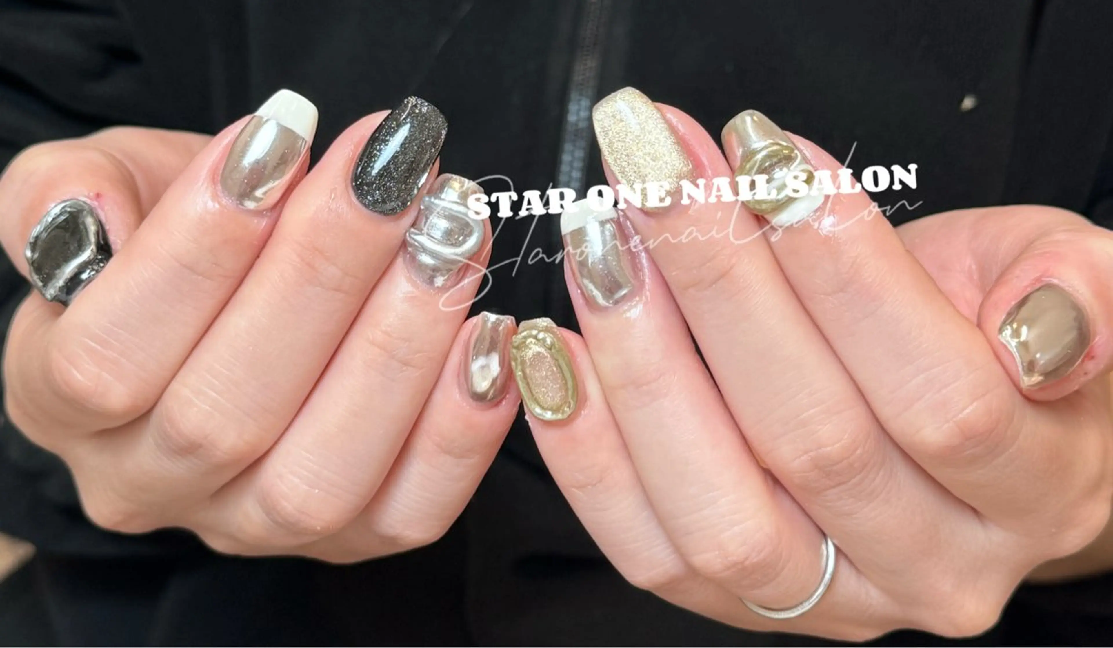 ネイル ハンドネイル 星 あみのネイルデザイン