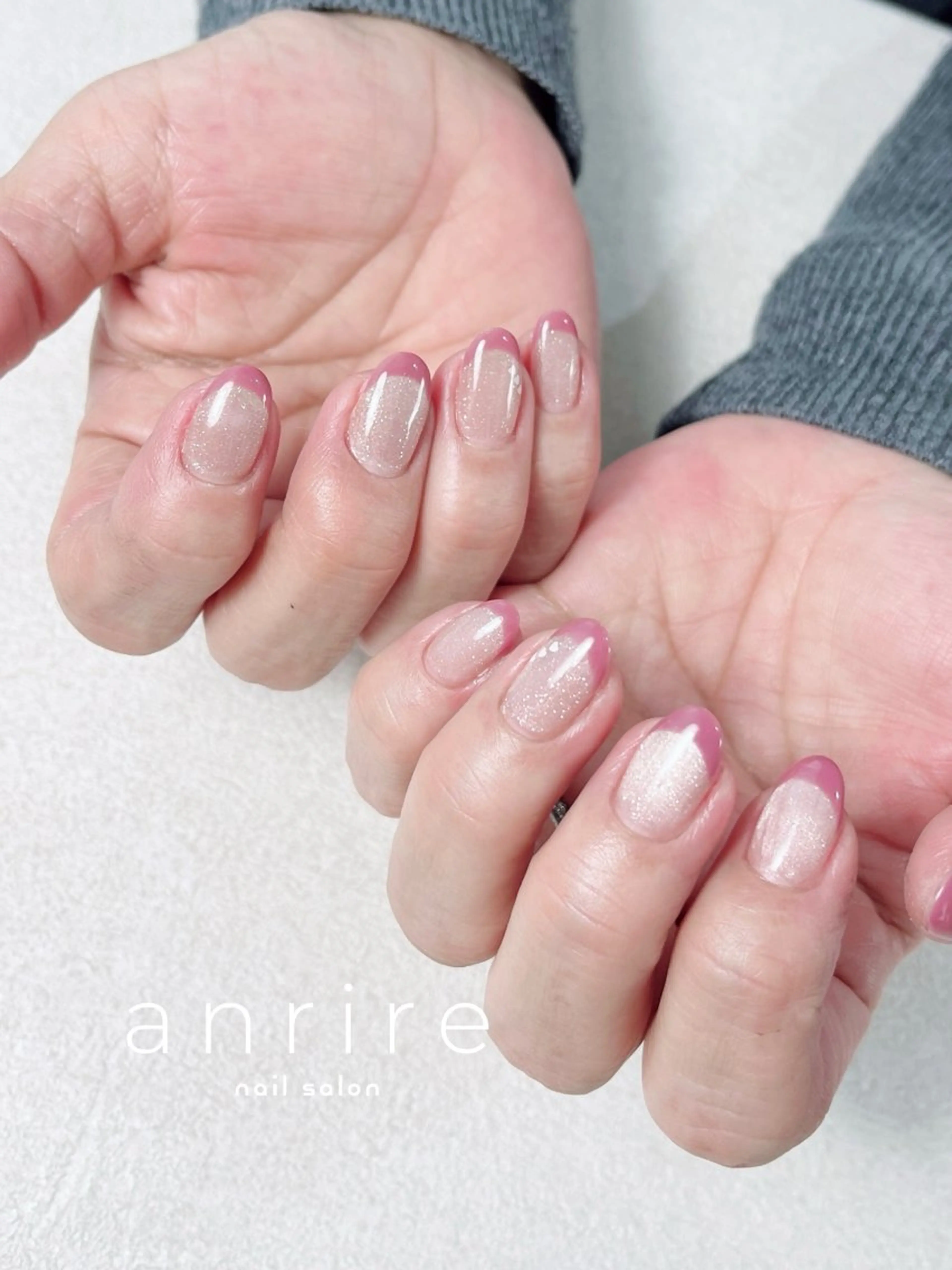 ネイル フレンチネイル ジェルネイル ハート マグネットネイル パラジェル ハンドネイル nailsalon anrireのネイルデザイン