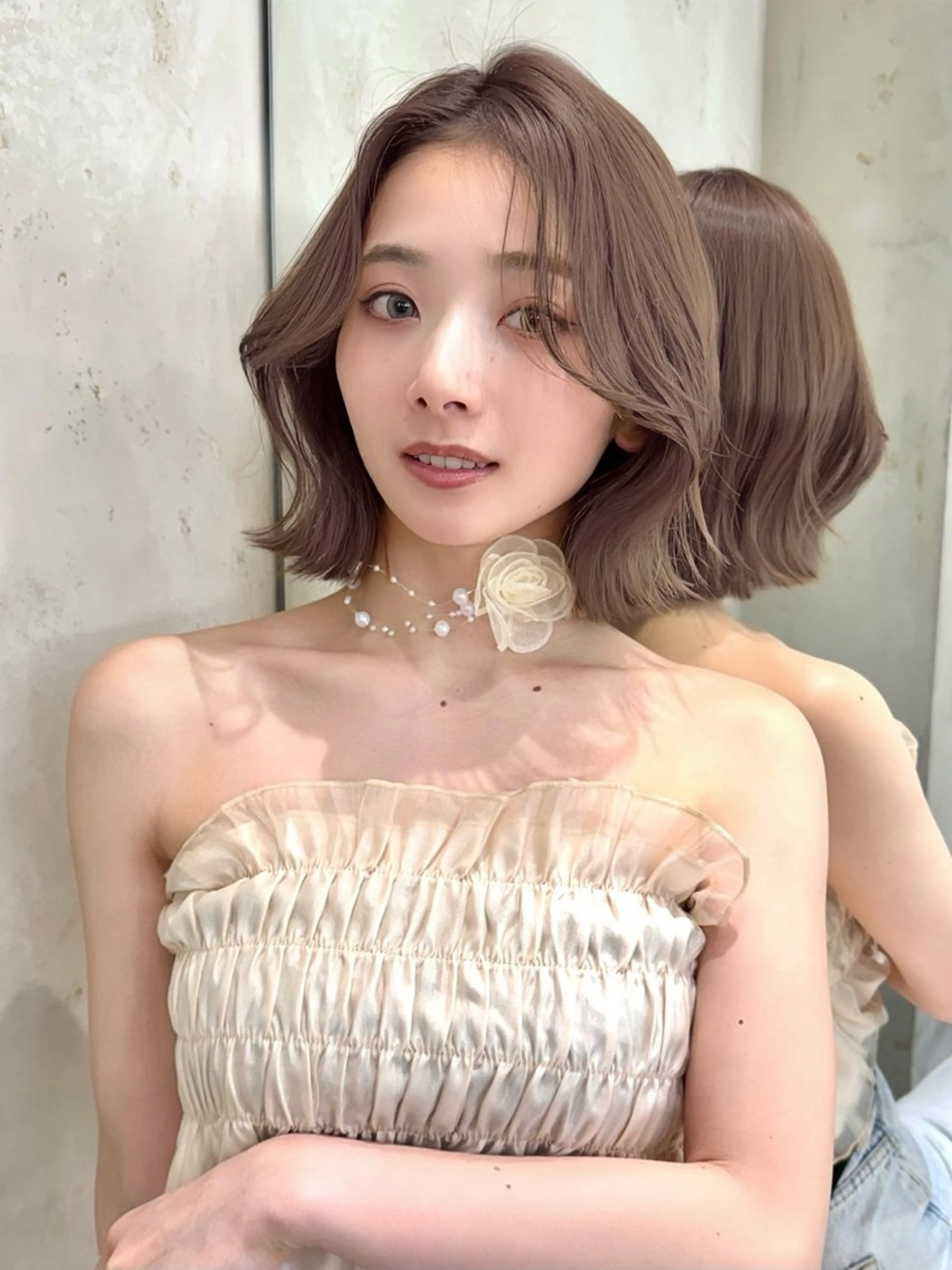 ショート カラー カット ヘアカラー トリートメント 莉乃/縮毛矯正/髪質 改善/艶カラーのヘアスタイル