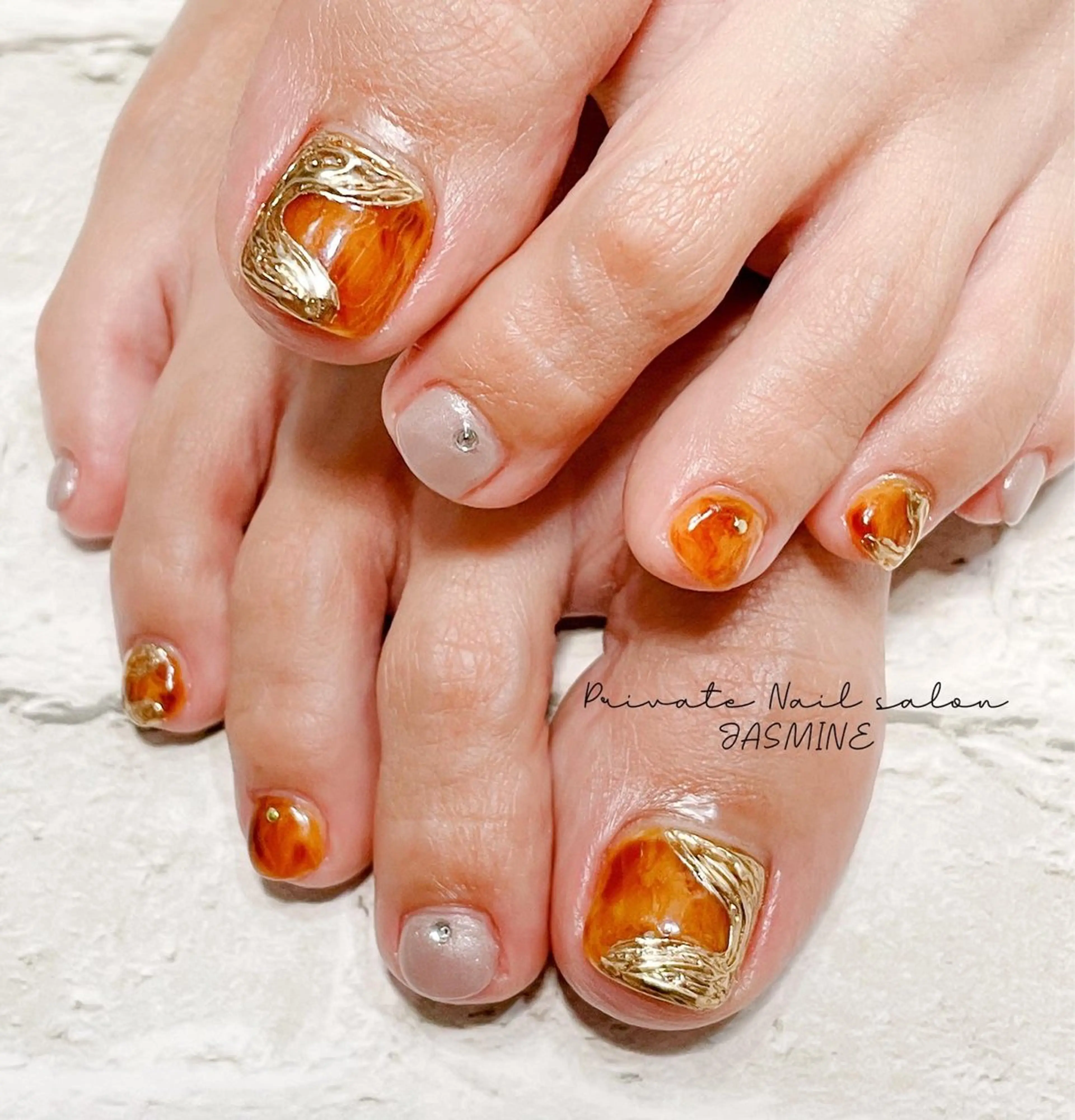 ネイル べっ甲ネイル ミラーネイル Nail salon JASMINEのネイルデザイン