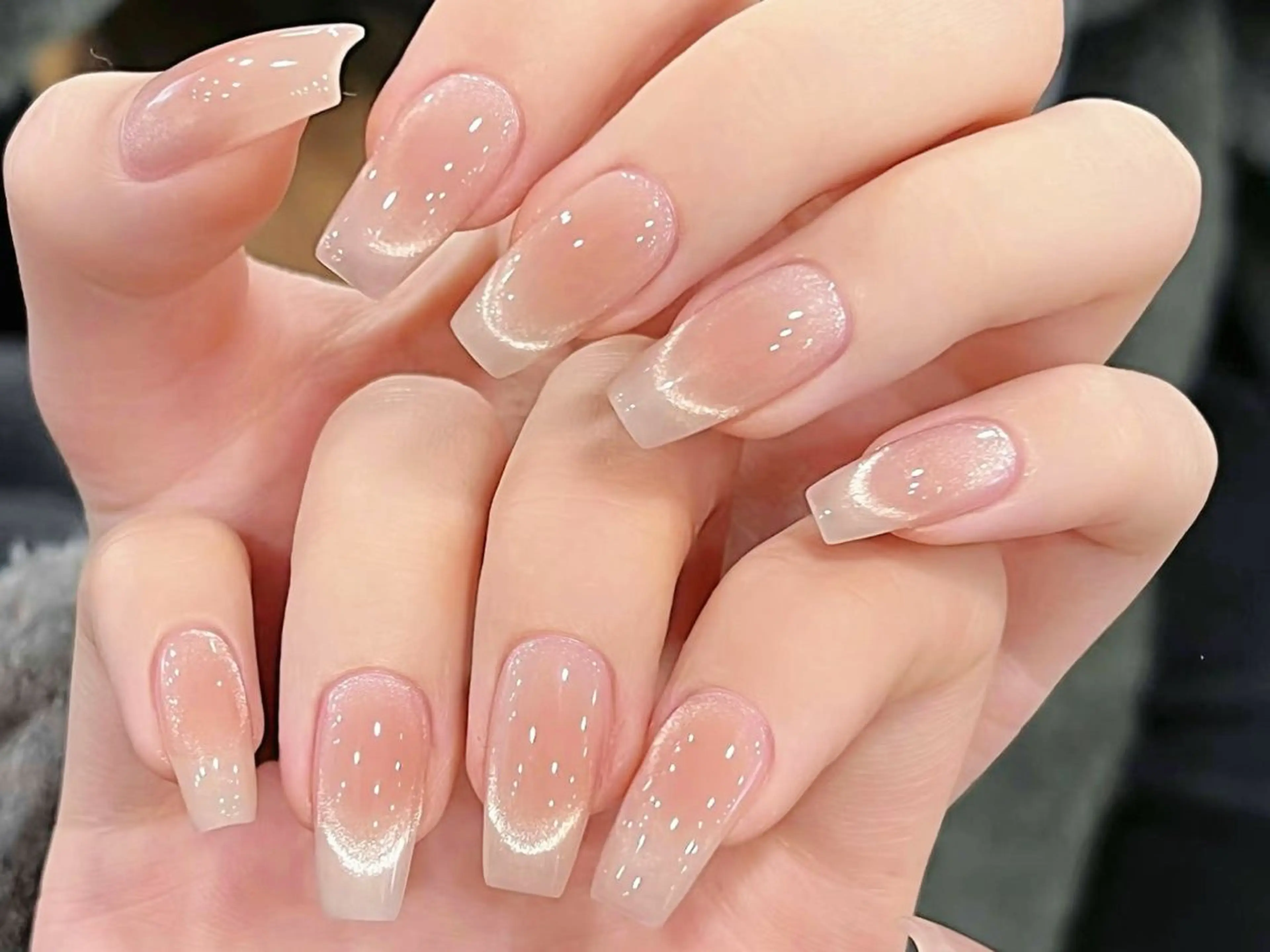 ネイル フレンチネイル マグネットネイル マグネットフレンチ ピンク シンプルネイル ハンドネイル ハンドケア DarkHoney 池袋店のネイルデザイン