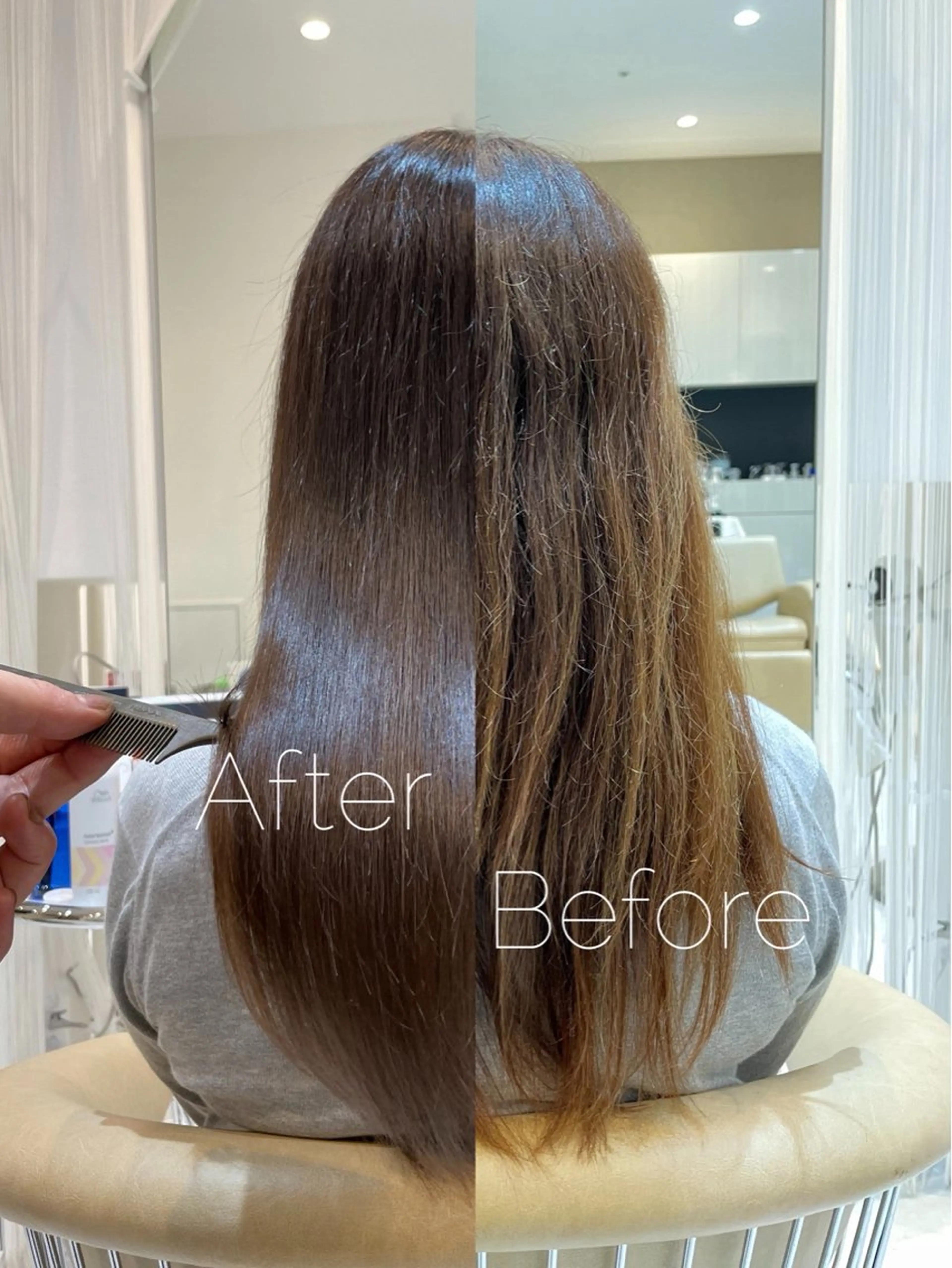 セミロング カラー 髪質改善 トリートメント カット ヘアカラー トリートメント Watai 艶髪 當間 大知のヘアスタイル