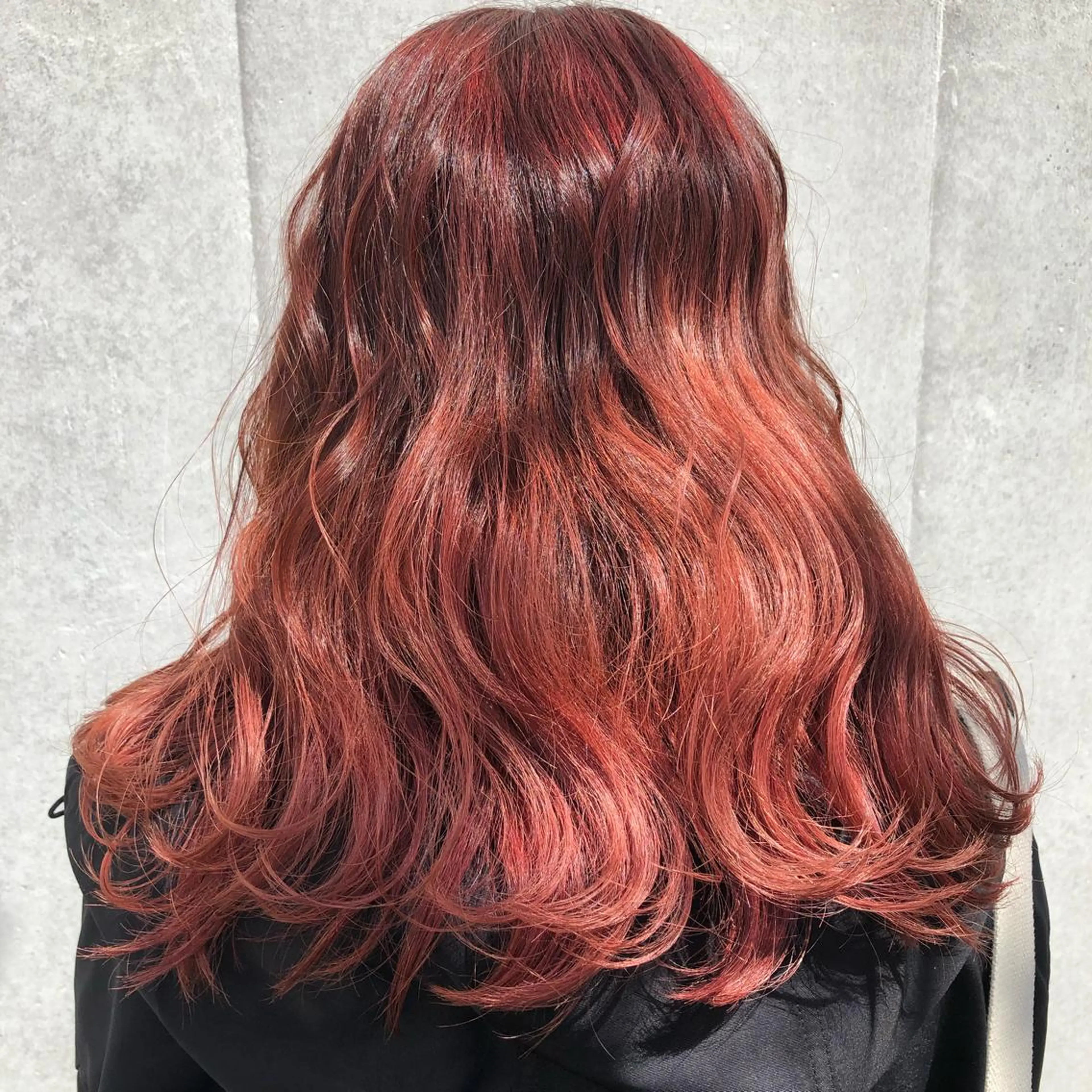 セミロング カラー レッドカラー カラー職人 なかもと たつひろのヘアスタイル