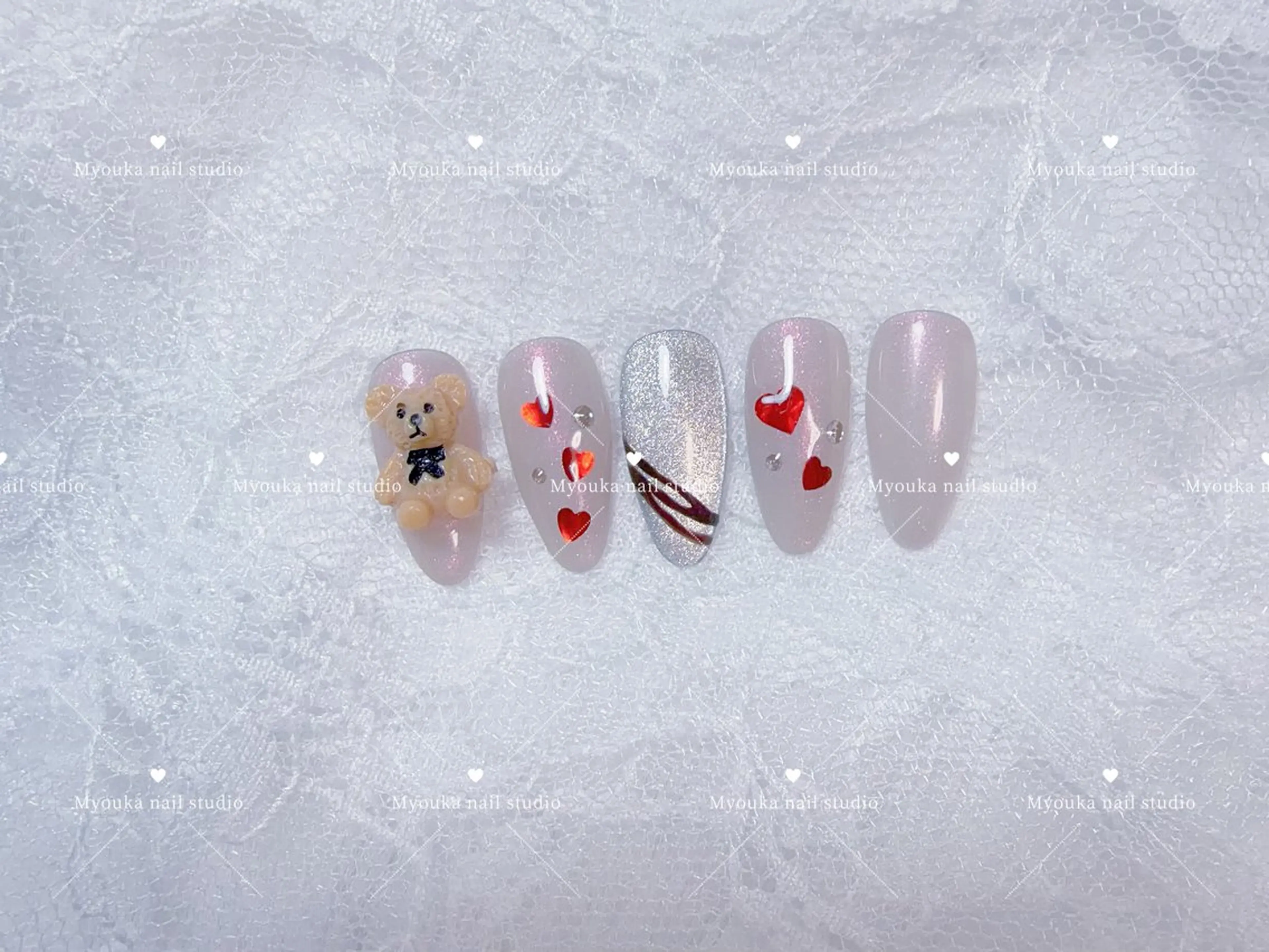 ネイル チークネイル 長さ出し フットネイル ジェルネイル グラデーション ハンドネイル ハンドケア Myouka 板橋区大山駅前店のネイルデザイン