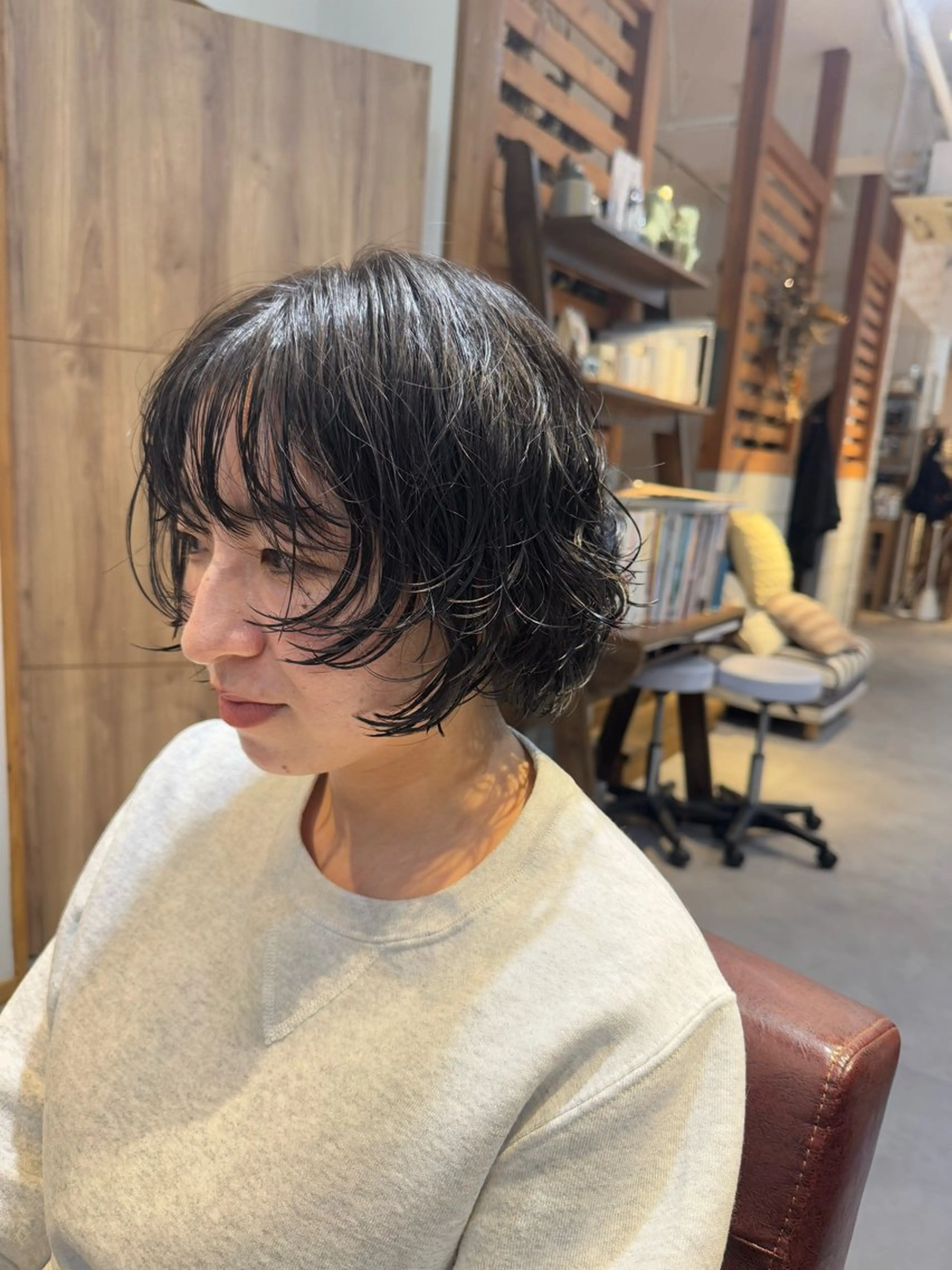 カラー パーマ 黒髪 Revie  hair所属・Hiyori/透明感 /ボブ/矢場町のヘアスタイル