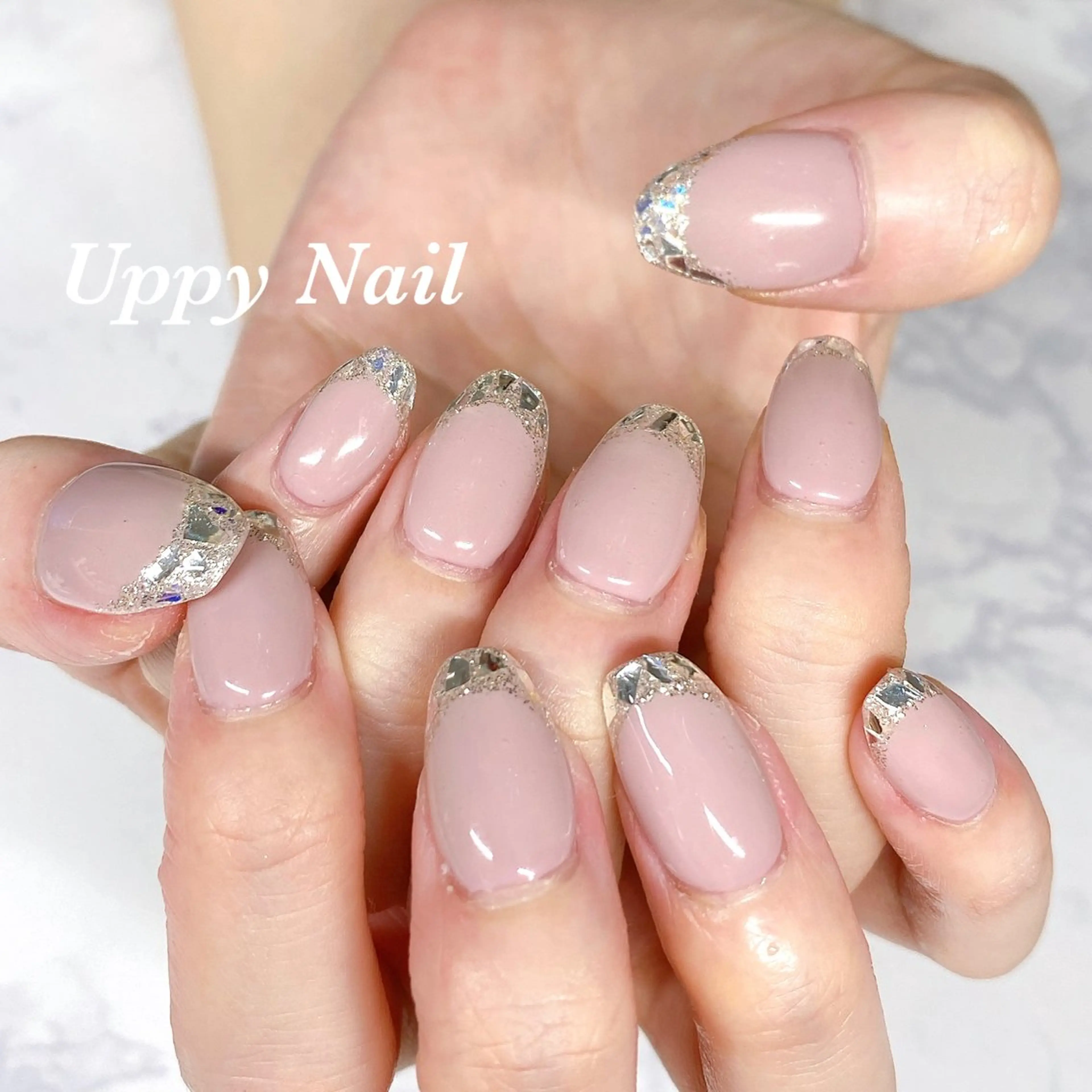 ネイル フレンチネイル ガラスフレンチ ハンドネイル Uppy Nail ukyoのネイルデザイン